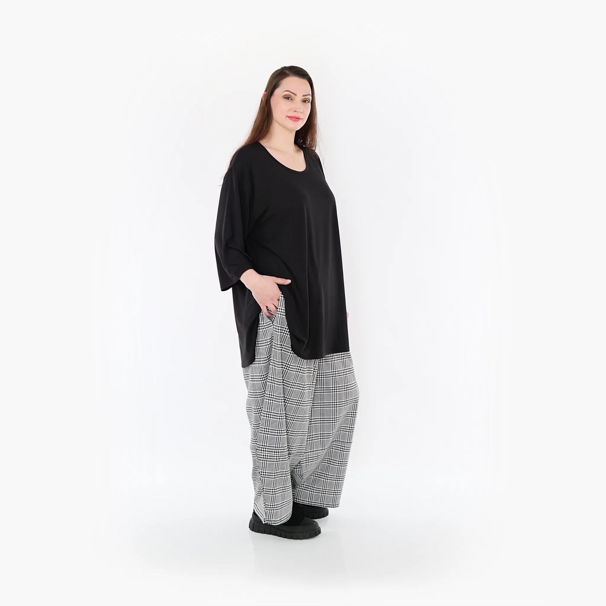  Ballonhose von AKH Fashion aus Baumwolle, 1444.07032, Schwarz/Weiß, Schick, Modern, Bequem