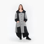  A-Form Mantel von AKH Fashion aus Baumwolle, 1444.07034, Schwarz/Weiß, Schick, Modern