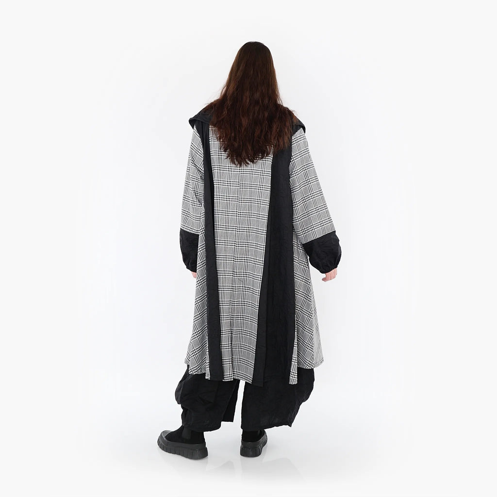  A-Form Mantel von AKH Fashion aus Baumwolle, 1444.07034, Schwarz/Weiß, Schick, Modern