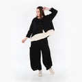  AKH Fashion Jacke in gerundeter Form, aus Baumwolle, 1447.00130, Schwarz, Streifen, Schick