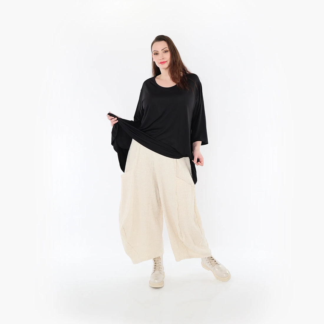  Ballonhose von AKH Fashion aus Baumwolle, 1447.08069, Ecru, Streifen, Schick, Modern