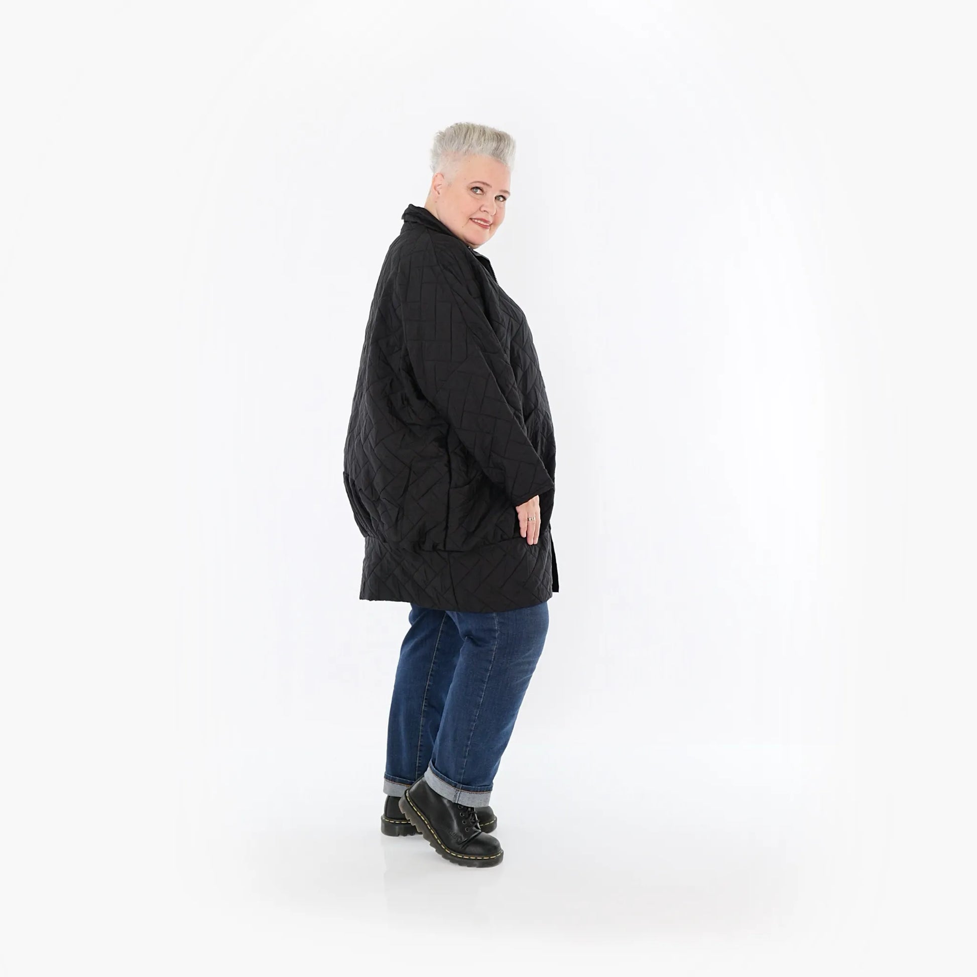  AKH Fashion Jacke in gerader Form, aus Materialmix, 1448.06550, Schwarz, Kariert, Schick