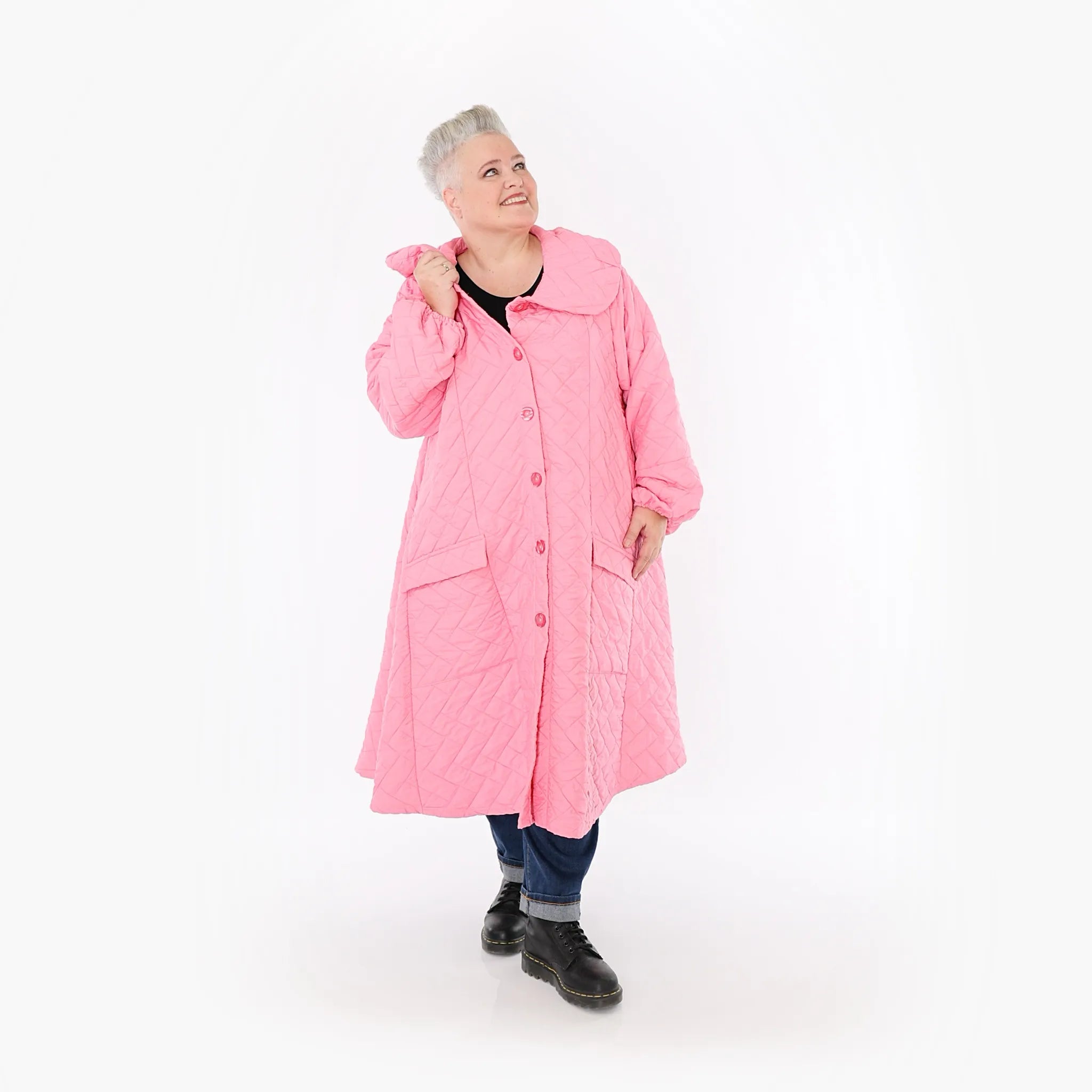  A-Form Mantel von AKH Fashion aus Materialmix, 1448.07034, Pink, Kariert, Schick, Modern