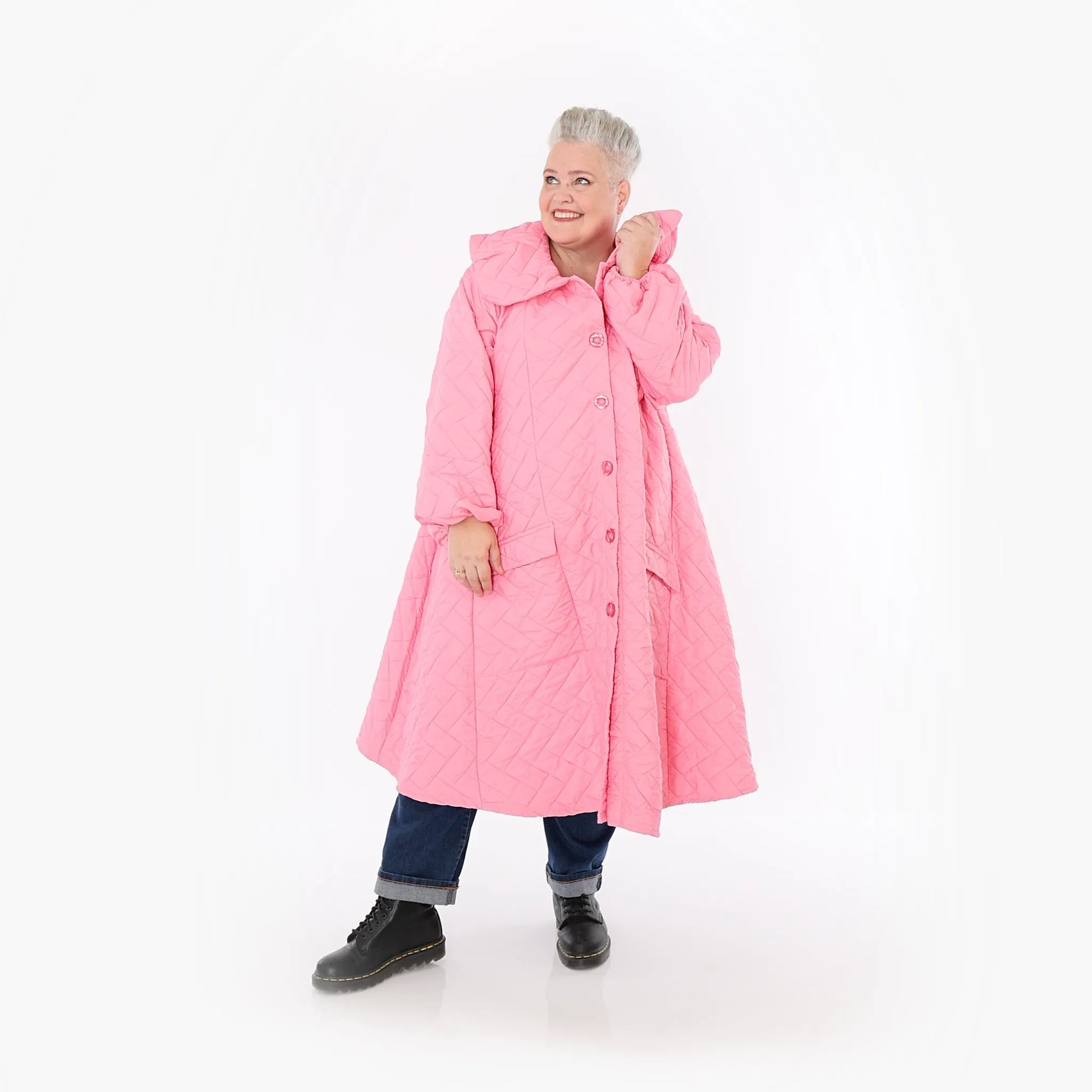 A-Form Mantel von AKH Fashion aus Materialmix, 1448.07034, Pink, Kariert, Schick, Modern