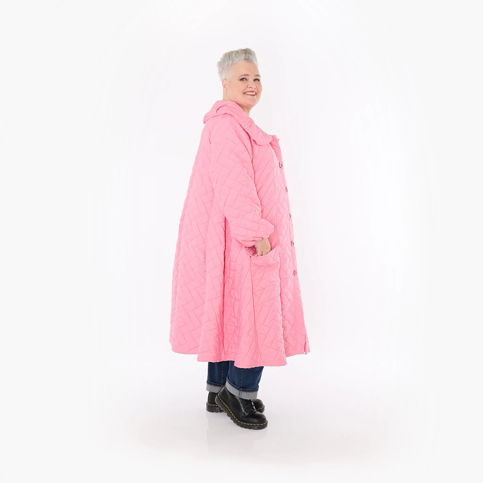  A-Form Mantel von AKH Fashion aus Materialmix, 1448.07034, Pink, Kariert, Schick, Modern
