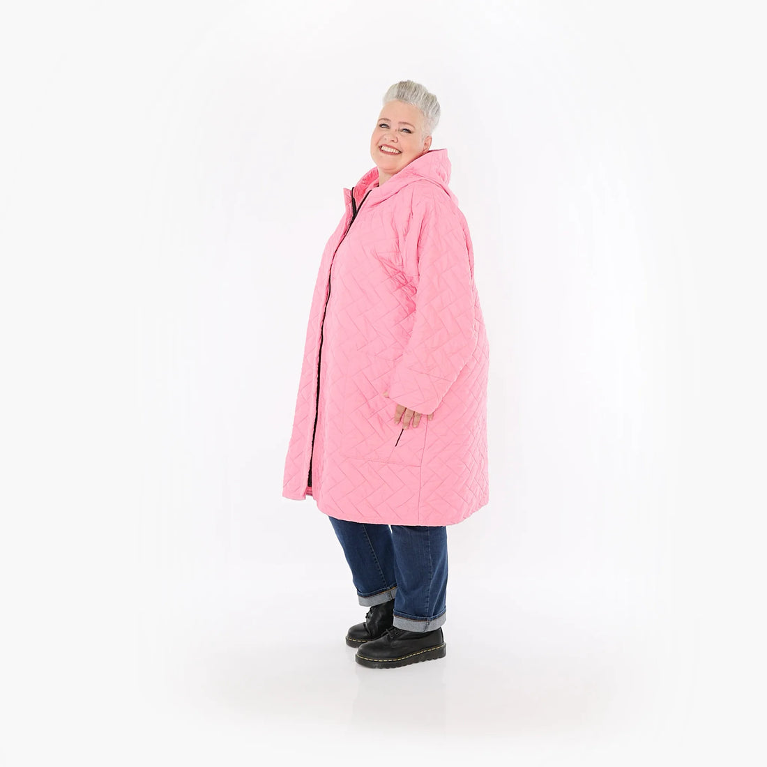  AKH Fashion Mantel in gerader Form, aus Materialmix, 1448.07035, Pink, Kariert, Schick