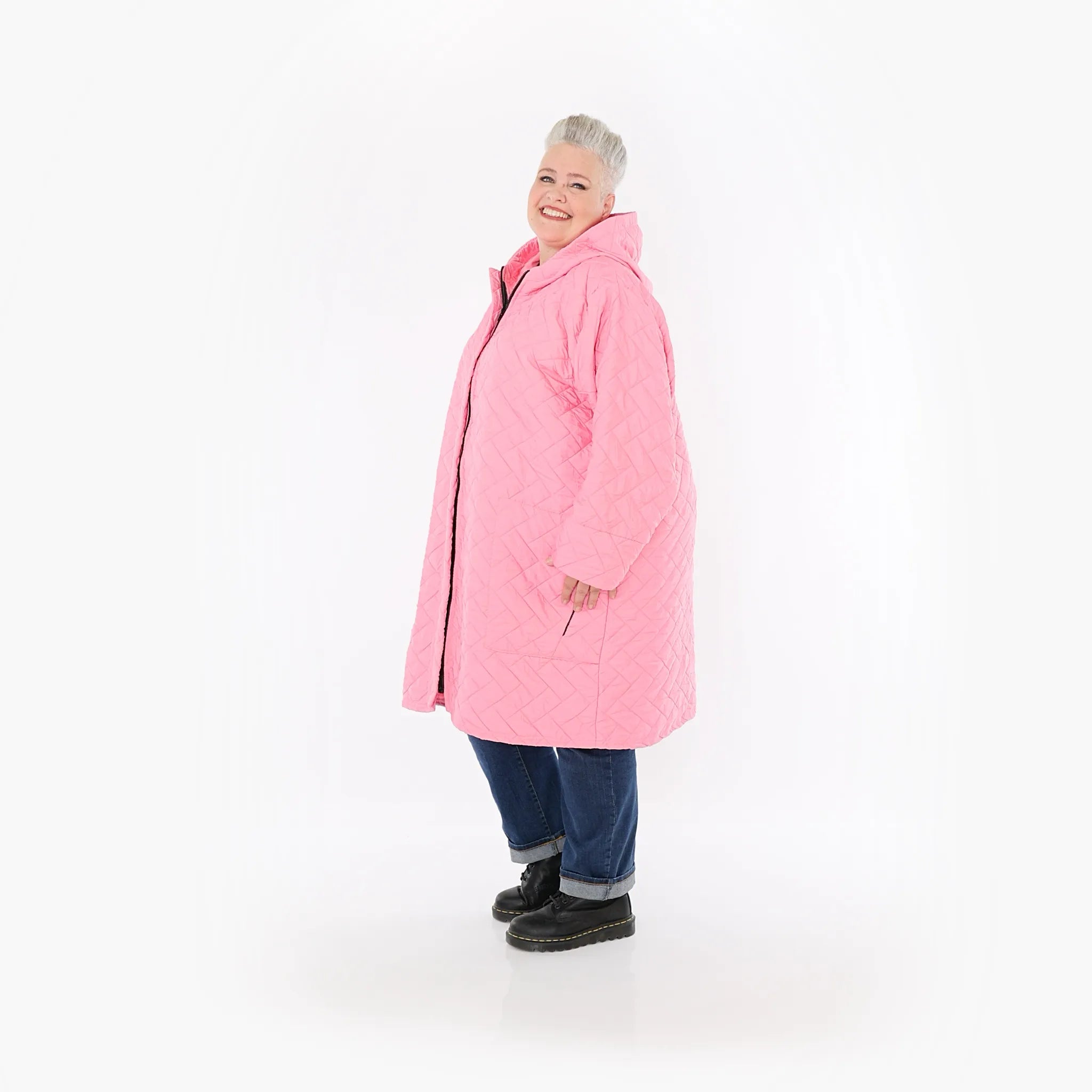 AKH Fashion Mantel in gerader Form, aus Materialmix, 1448.07035, Pink, Kariert, Schick