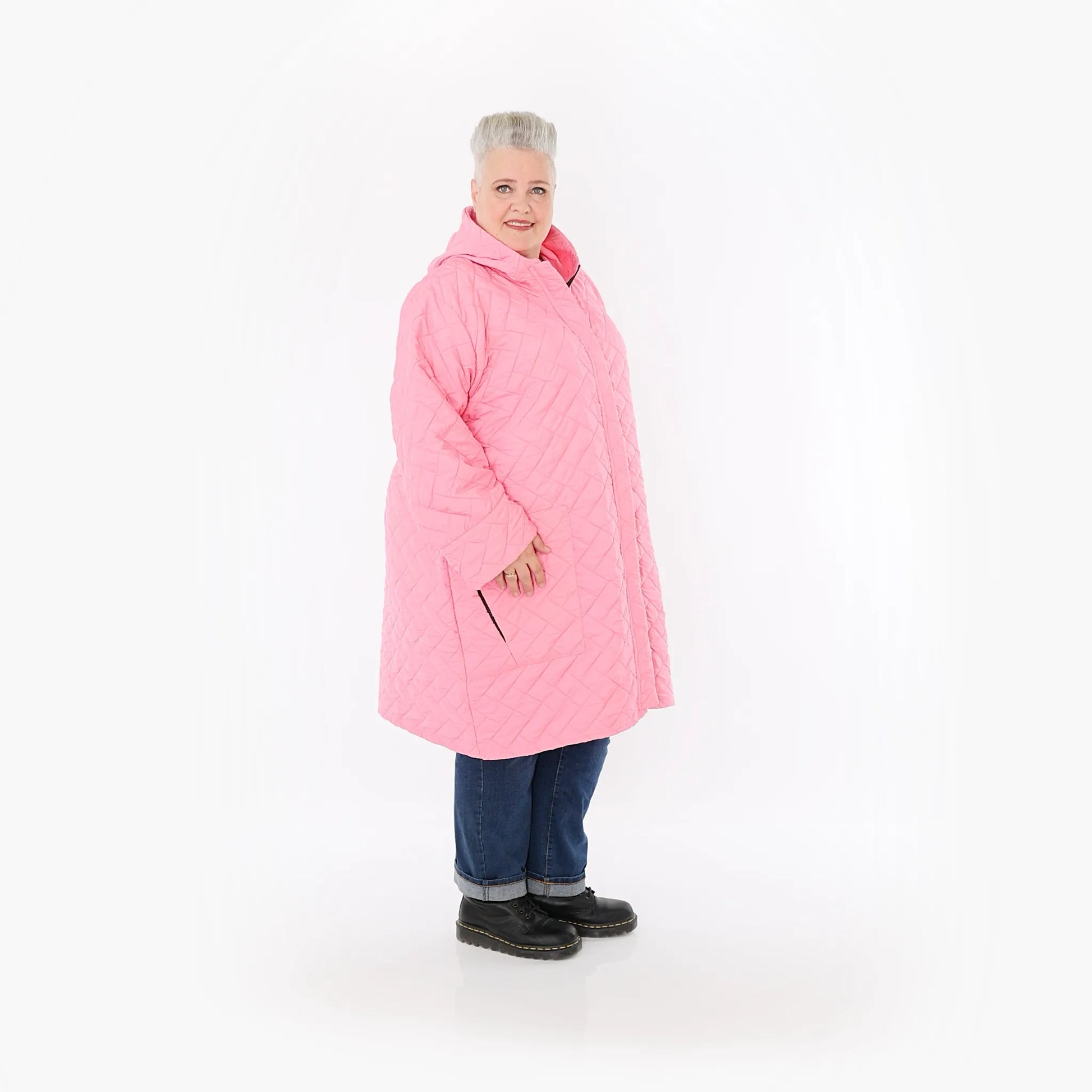  AKH Fashion Mantel in gerader Form, aus Materialmix, 1448.07035, Pink, Kariert, Schick
