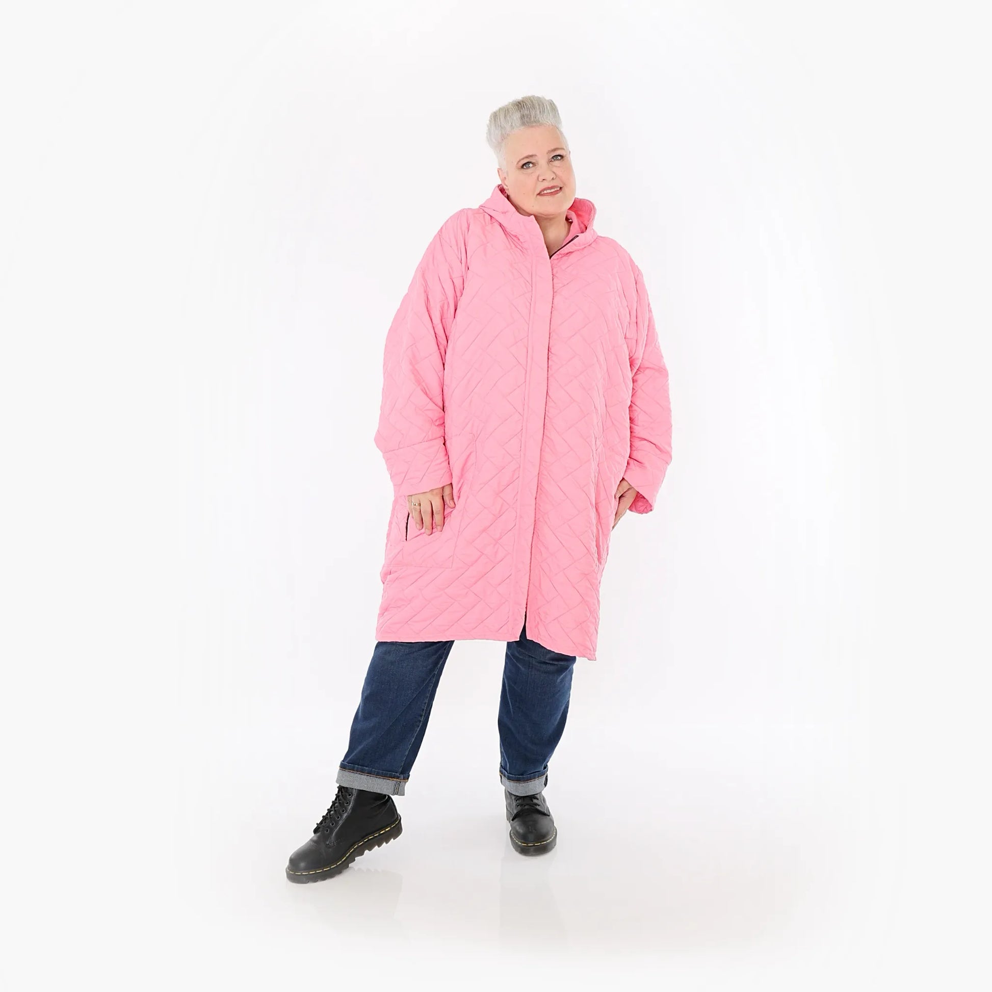  AKH Fashion Mantel in gerader Form, aus Materialmix, 1448.07035, Pink, Kariert, Schick