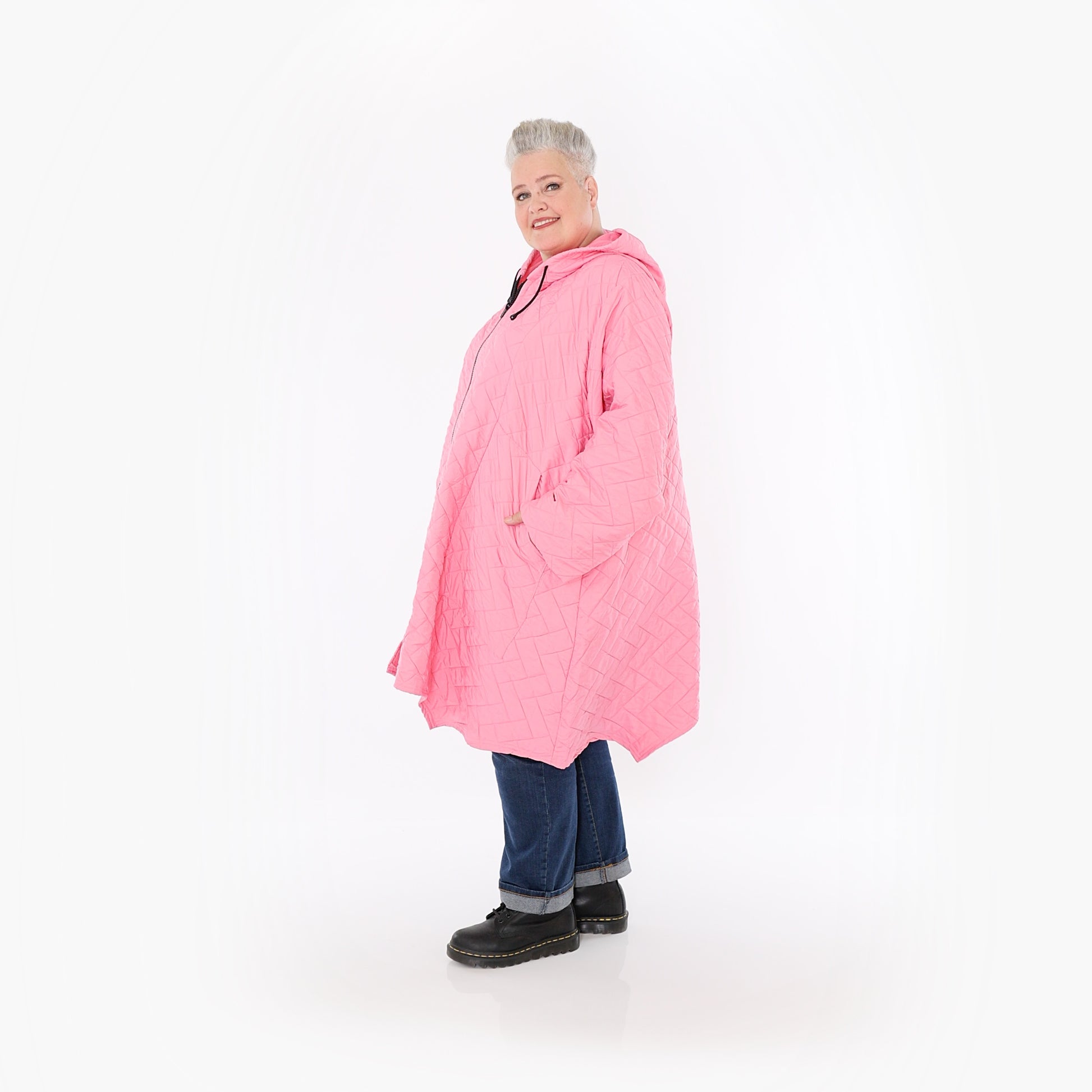  A-Form Mantel von AKH Fashion aus Materialmix, 1448.07043, Pink, Kariert, Schick, Modern