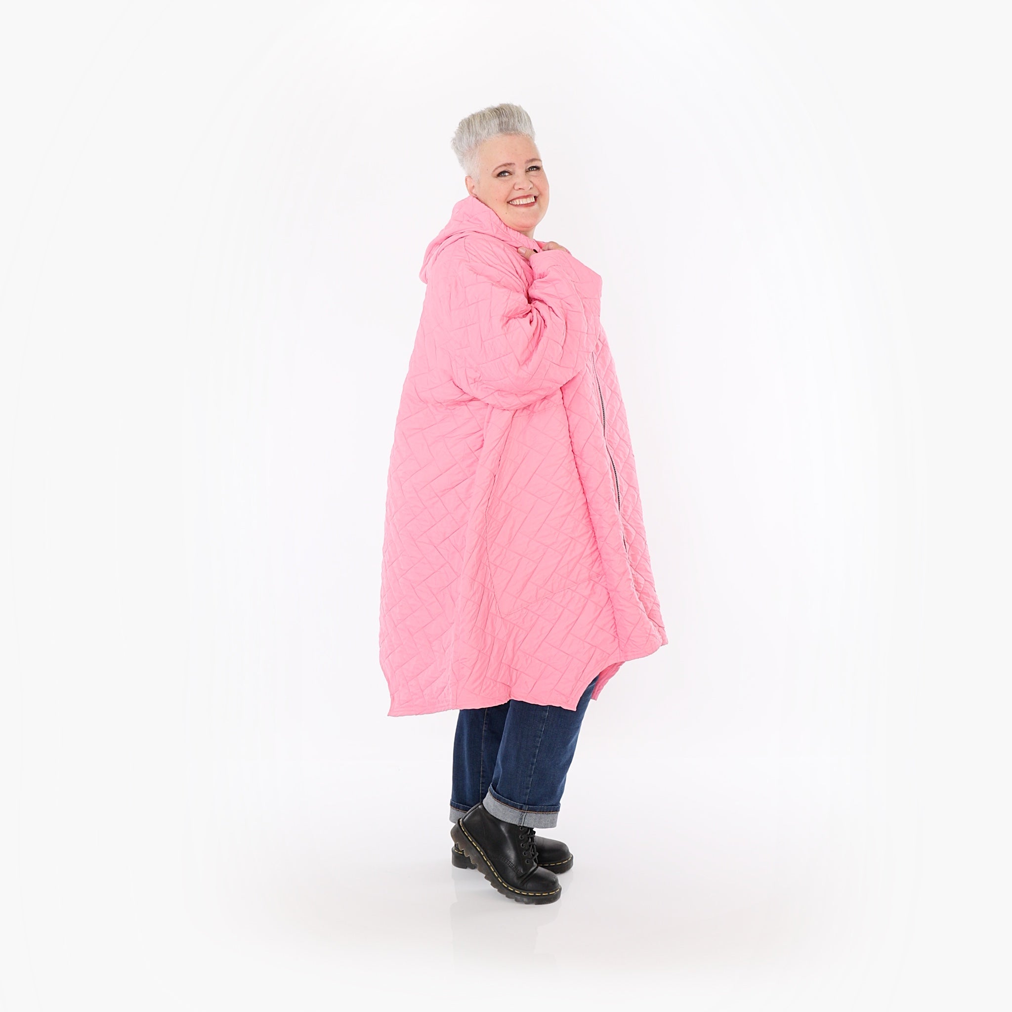  A-Form Mantel von AKH Fashion aus Materialmix, 1448.07043, Pink, Kariert, Schick, Modern