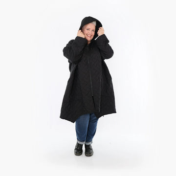  A-Form Mantel von AKH Fashion aus Materialmix, 1448.07043, Schwarz, Kariert, Schick