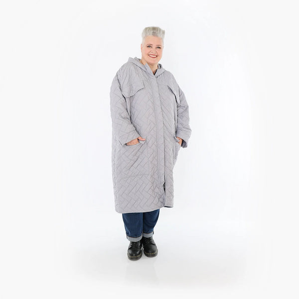  A-Form Mantel von AKH Fashion aus Materialmix, 1448.07044, Hellgrau, Kariert, Schick