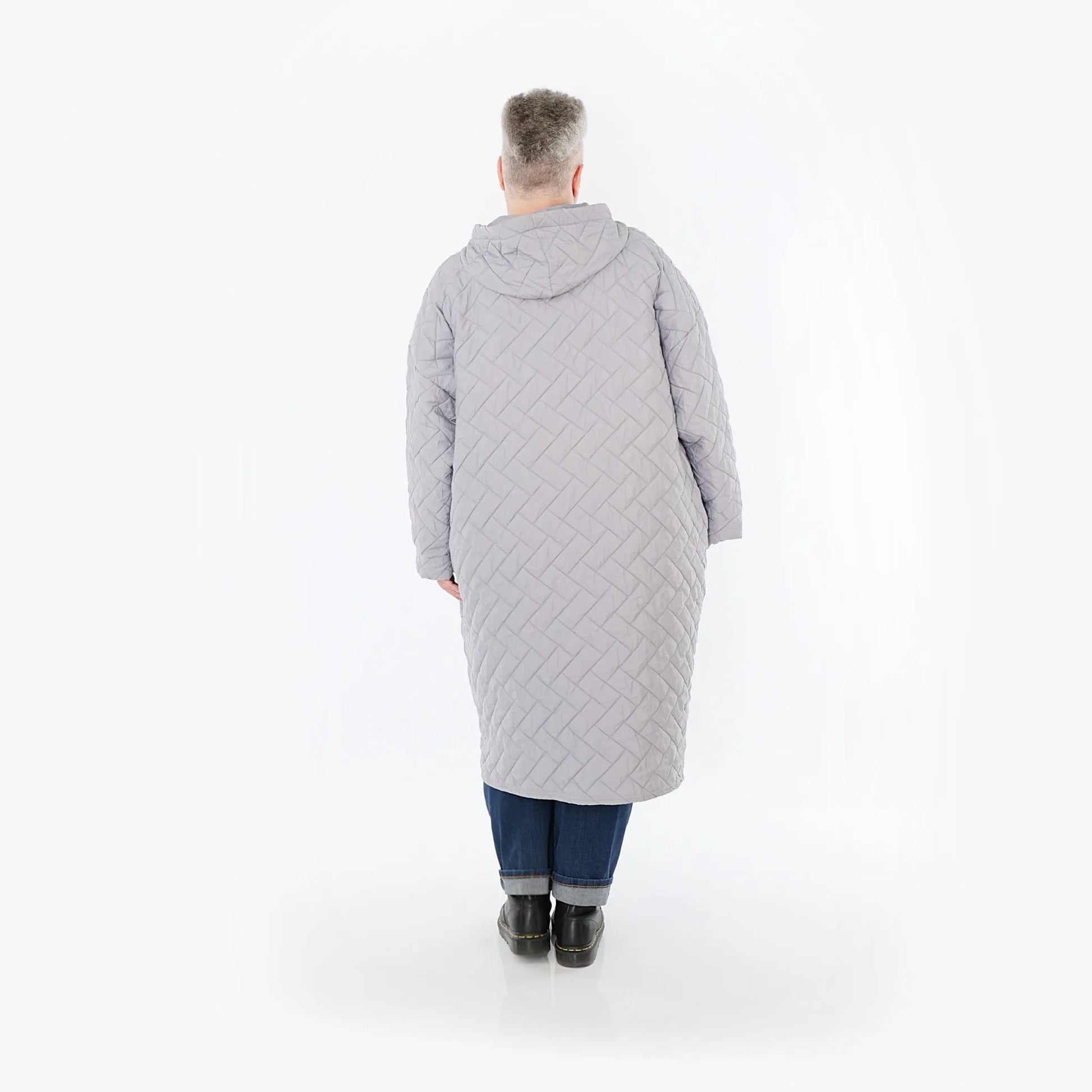  A-Form Mantel von AKH Fashion aus Materialmix, 1448.07044, Hellgrau, Kariert, Schick