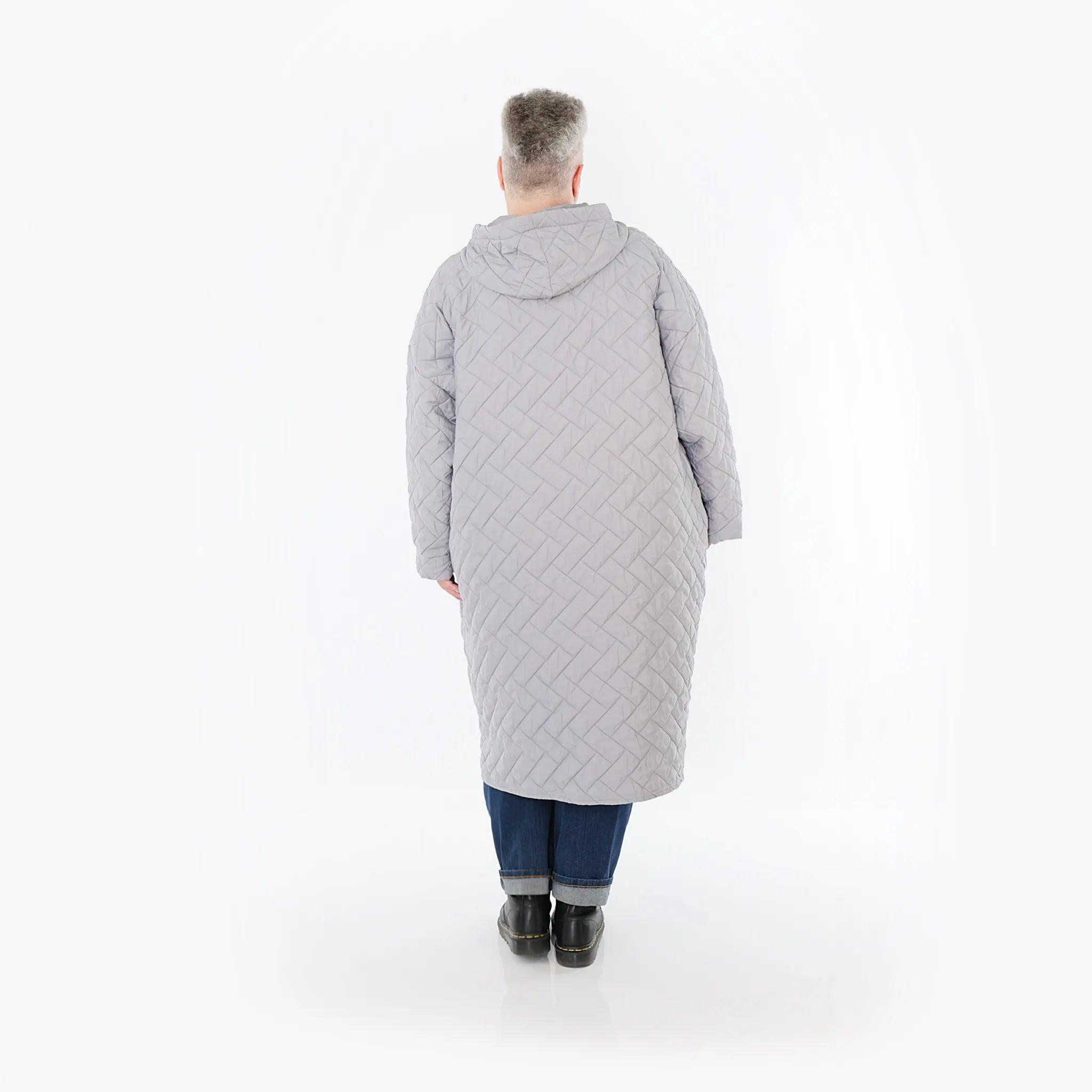  A-Form Mantel von AKH Fashion aus Materialmix, 1448.07044, Hellgrau, Kariert, Schick