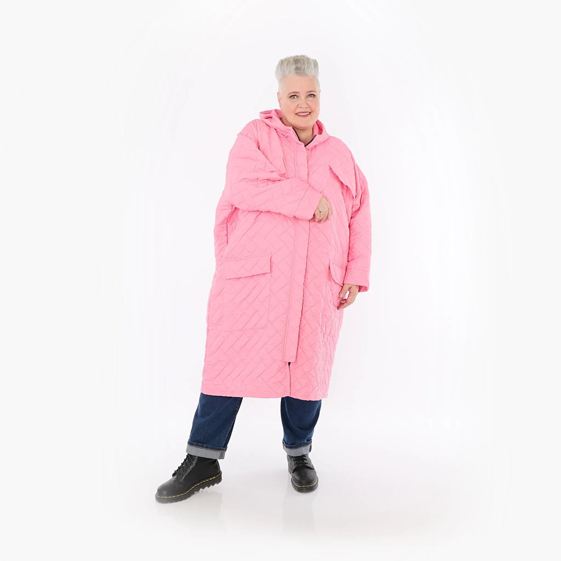  A-Form Mantel von AKH Fashion aus Materialmix, 1448.07044, Pink, Kariert, Schick, Modern