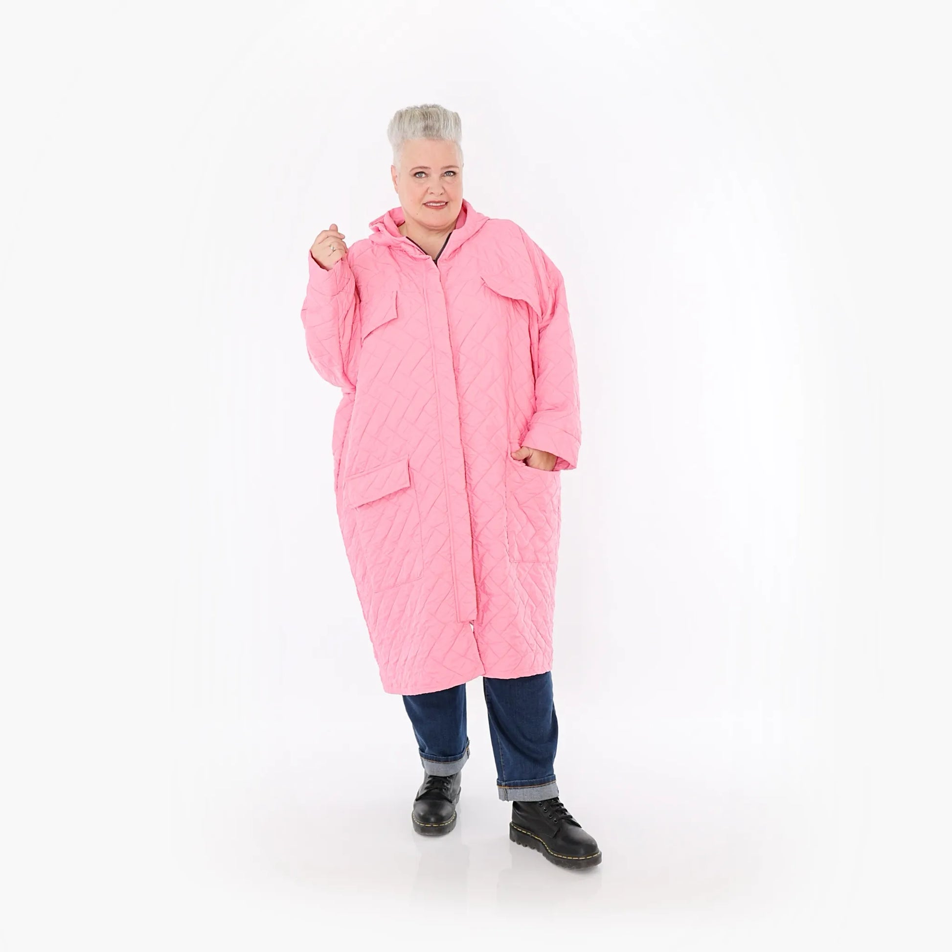  A-Form Mantel von AKH Fashion aus Materialmix, 1448.07044, Pink, Kariert, Schick, Modern