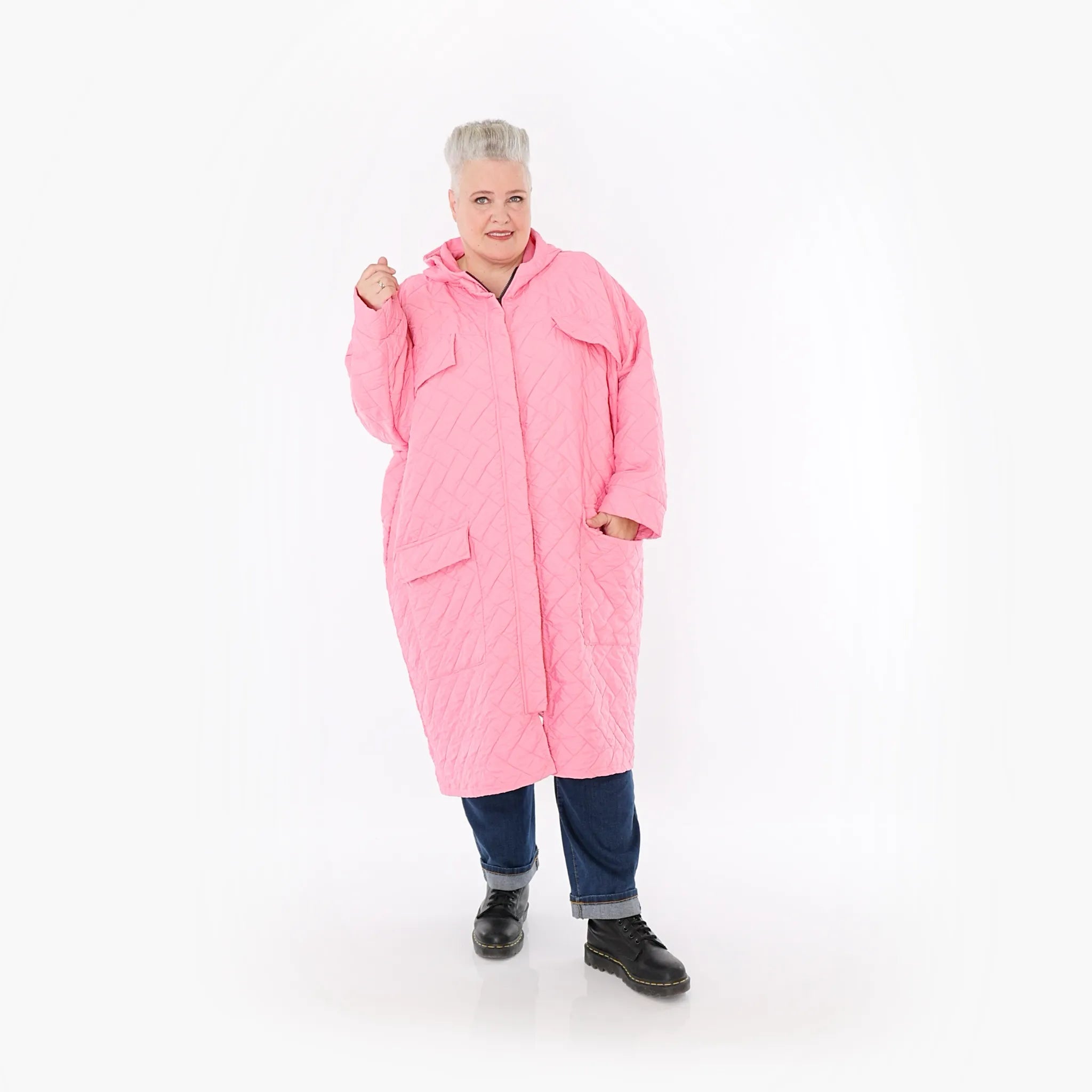  A-Form Mantel von AKH Fashion aus Materialmix, 1448.07044, Pink, Kariert, Schick, Modern