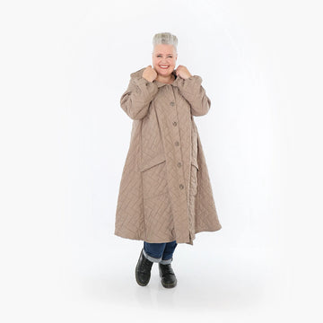  A-Form Mantel von AKH Fashion aus Materialmix, 1448.07034, Cognac, Kariert, Schick, Schick