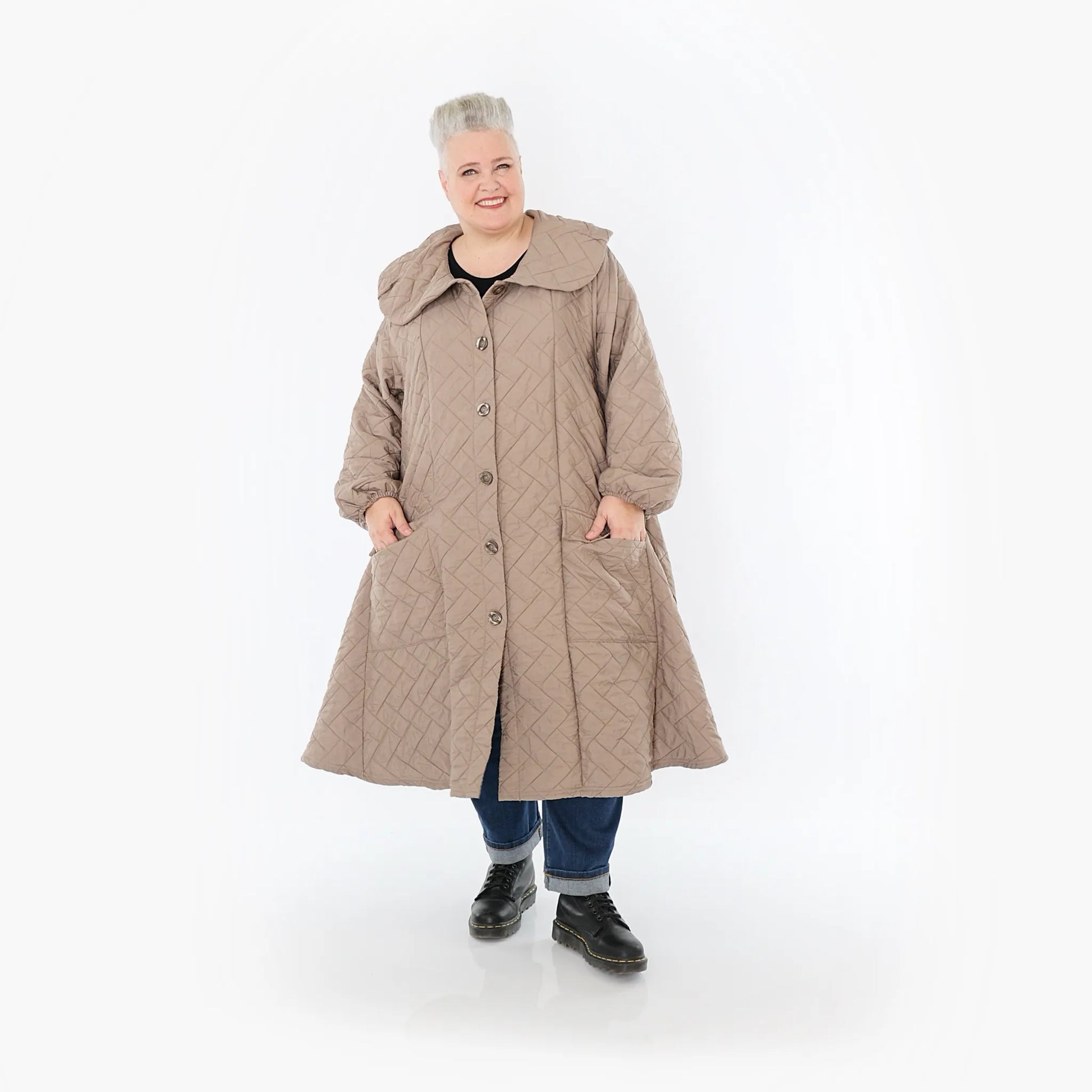  A-Form Mantel von AKH Fashion aus Materialmix, 1448.07034, Cognac, Kariert, Schick, Schick