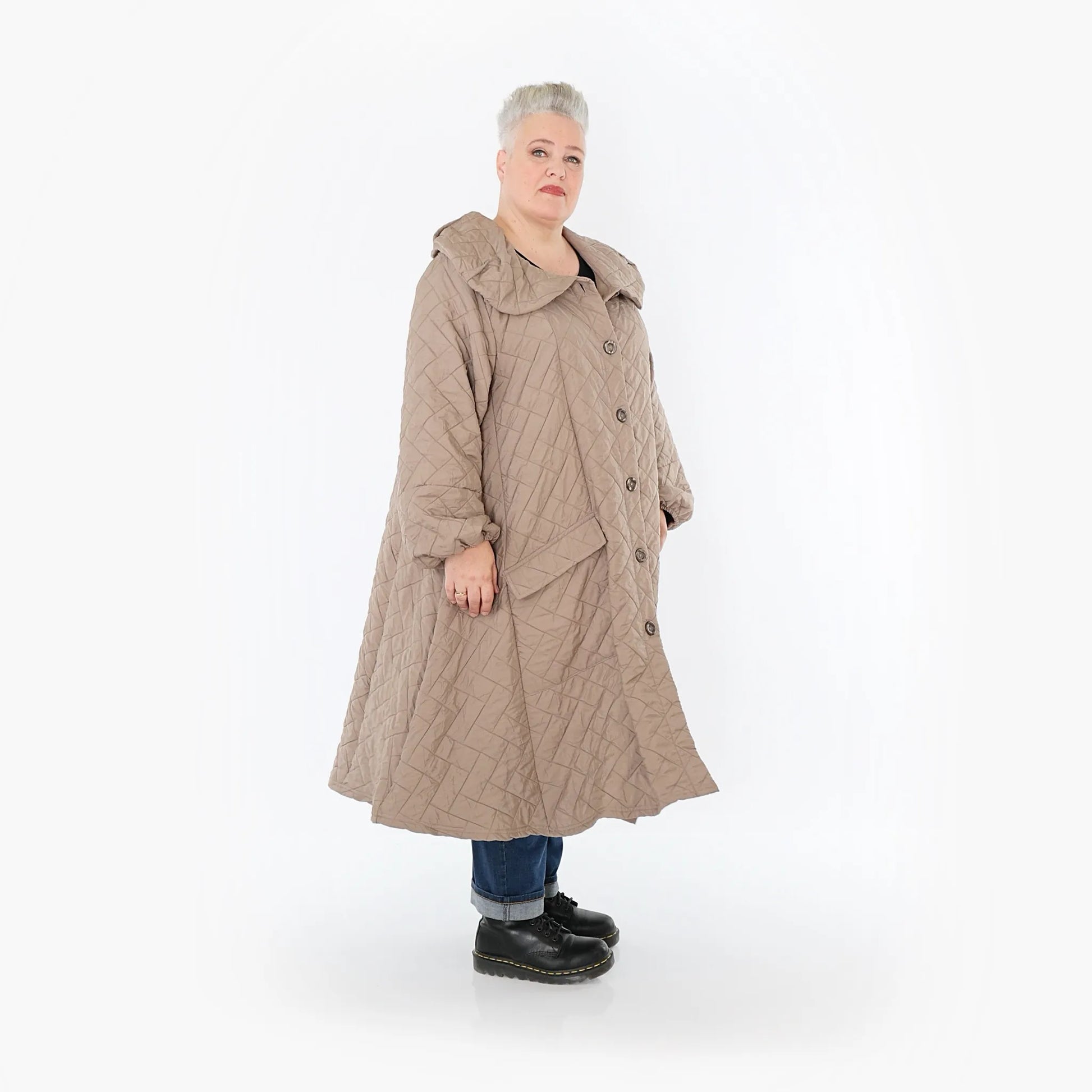  A-Form Mantel von AKH Fashion aus Materialmix, 1448.07034, Cognac, Kariert, Schick, Schick