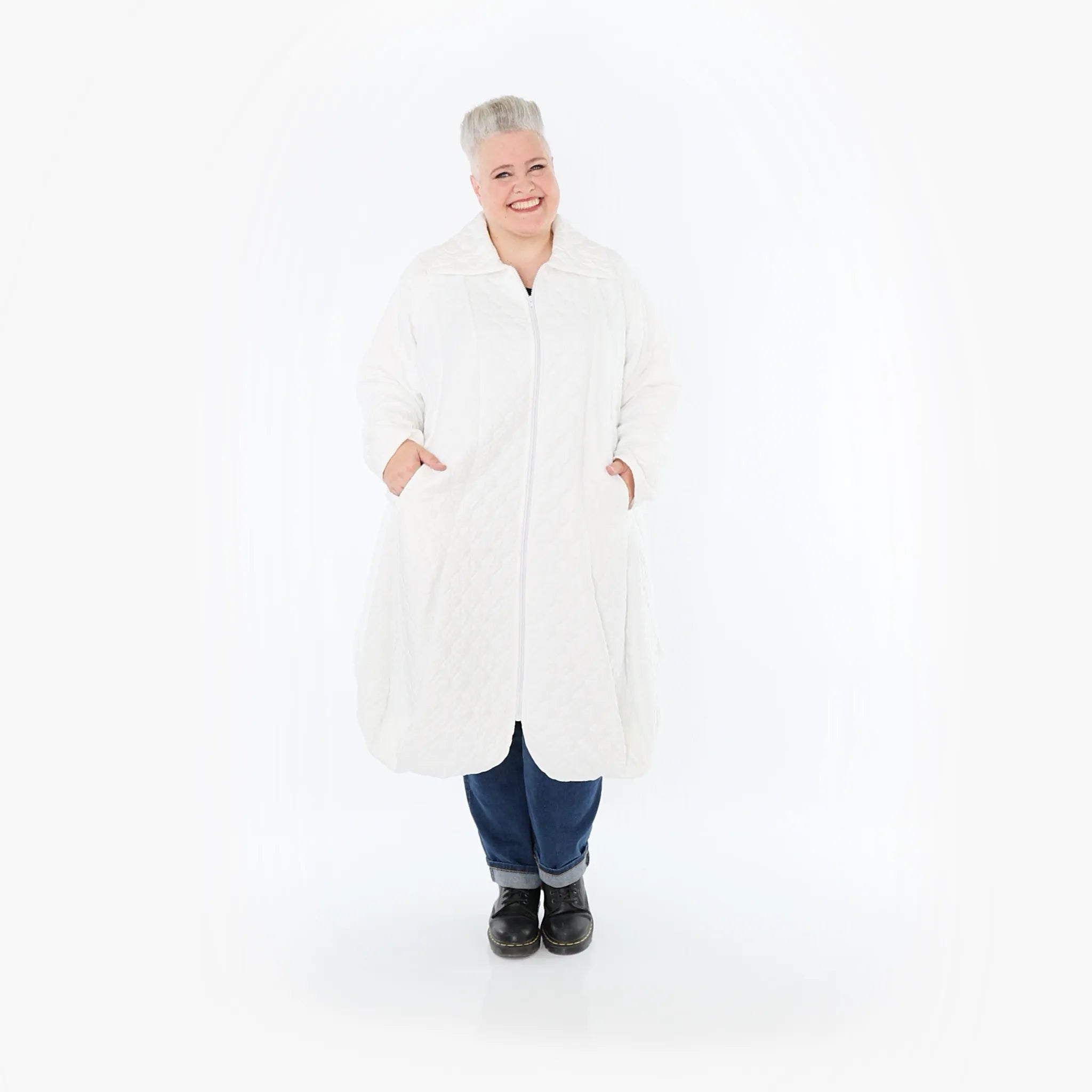  Ballonmantel von AKH Fashion aus Materialmix, 1450.00142, Weiß, Jacquard, Schick, Modern