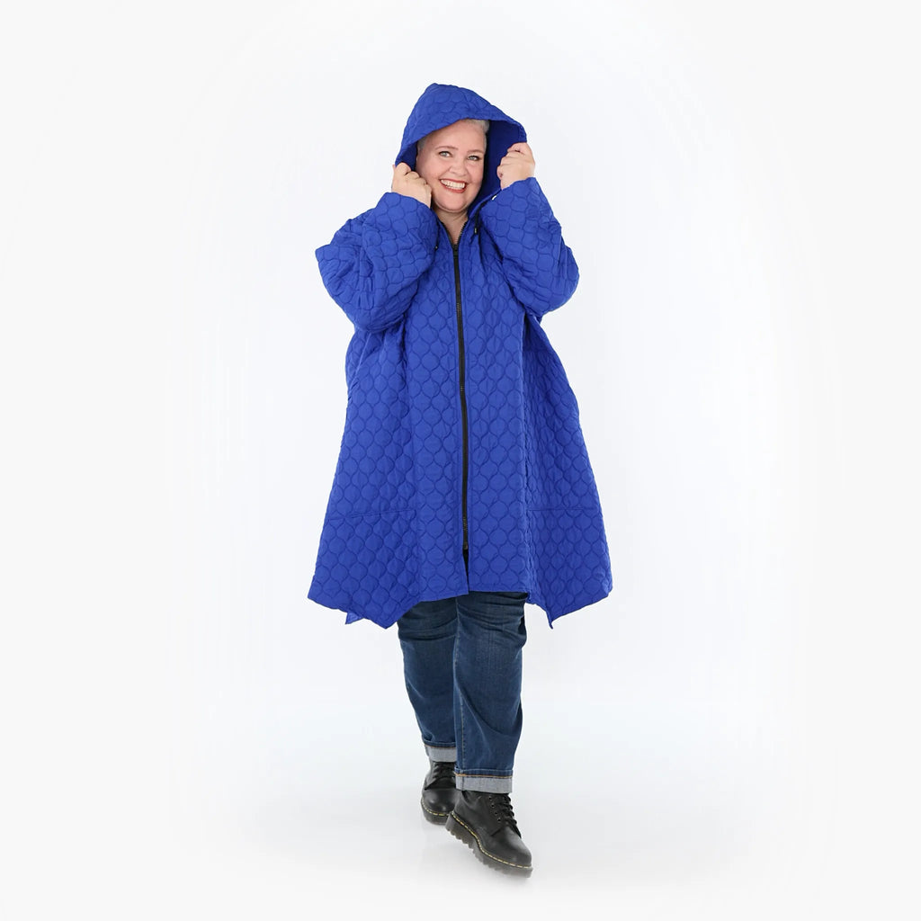  A-Form Mantel von AKH Fashion aus Materialmix, 1450.07043, Royalblau, Jacquard, Schick