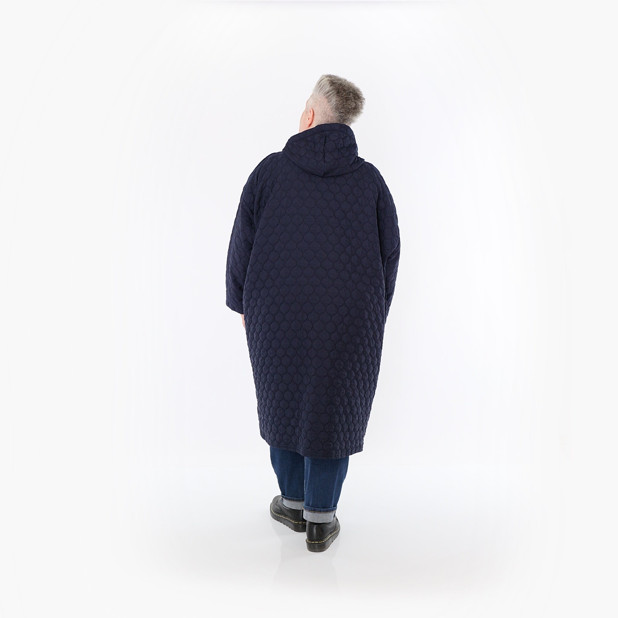  AKH Fashion Mantel in gerader Form, aus Materialmix, 1450.07044, Navy, Jacquard, Schick