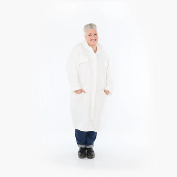  AKH Fashion Mantel in gerader Form, aus Materialmix, 1450.07044, Weiß, Jacquard, Schick