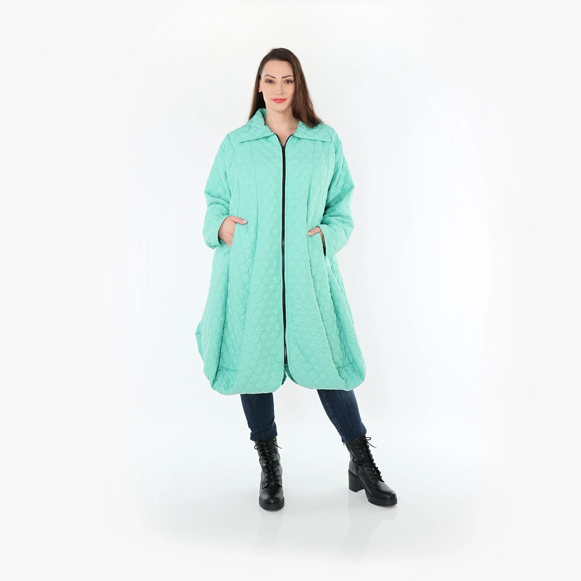  Ballonmantel von AKH Fashion aus Materialmix, 1450.00142, Mintgrün, Jacquard, Schick