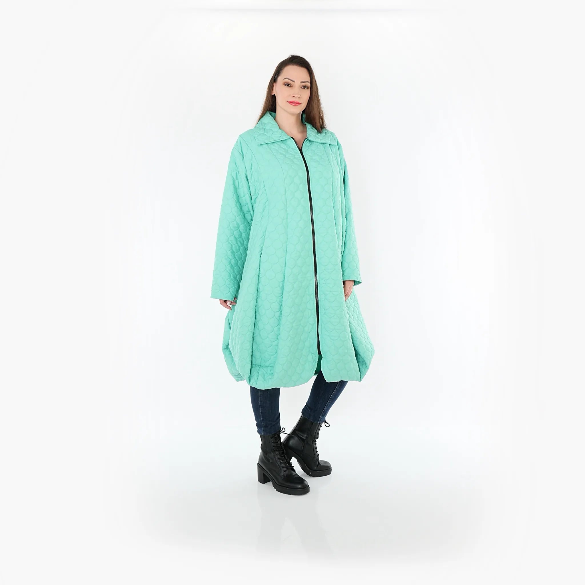  Ballonmantel von AKH Fashion aus Materialmix, 1450.00142, Mintgrün, Jacquard, Schick