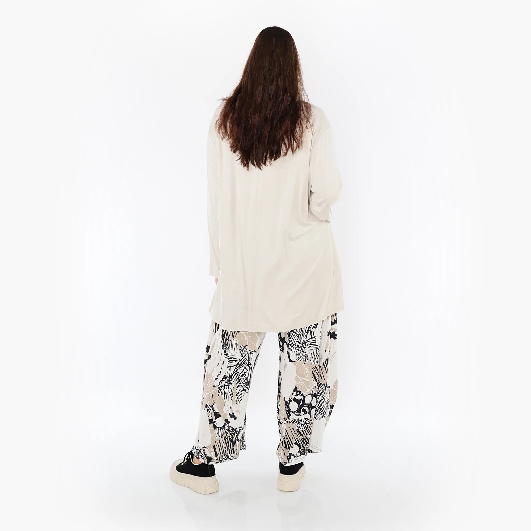  Ballonhose von AKH Fashion aus Materialmix, 1451.08069, Beige/Weiß/Schwarz, Punkte, Schick