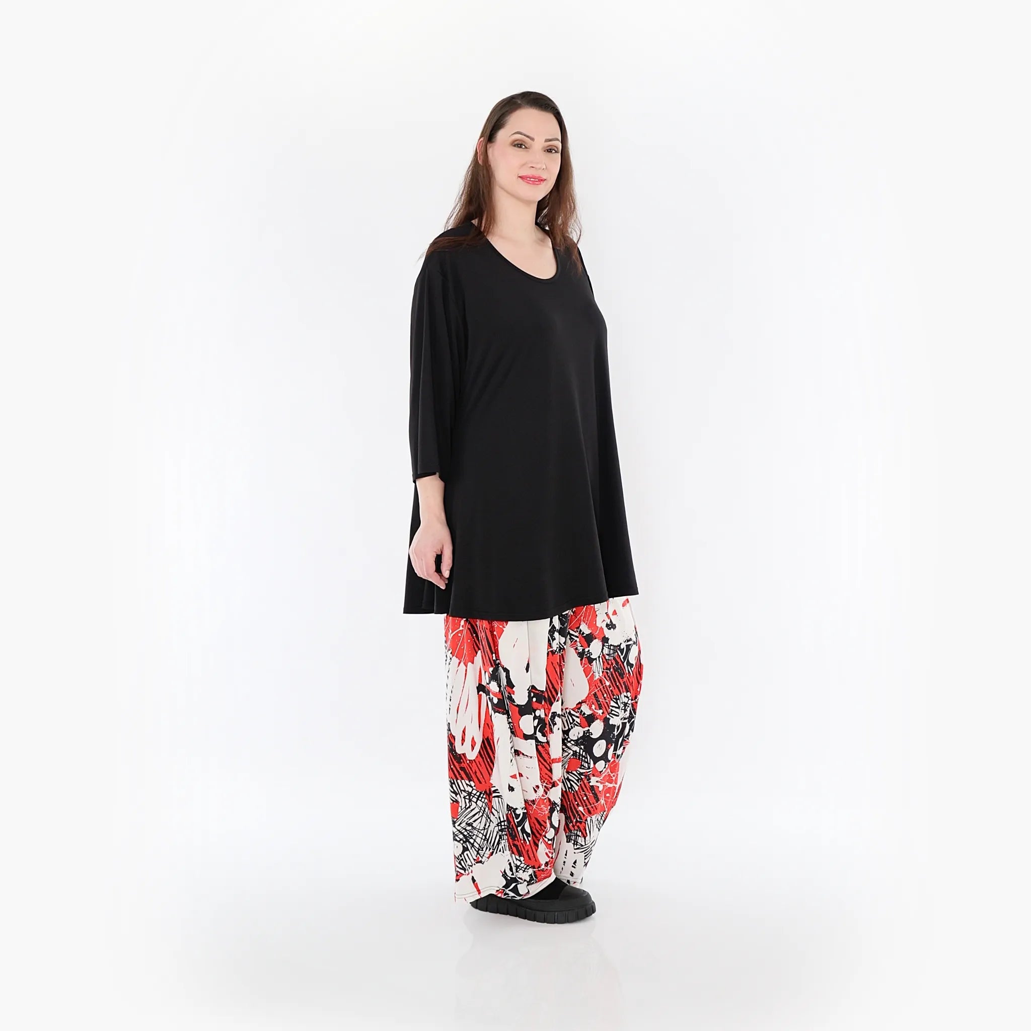  Ballonhose von AKH Fashion aus Materialmix, 1451.08069, Rot/Weiß/Schwarz, Punkte, Schick