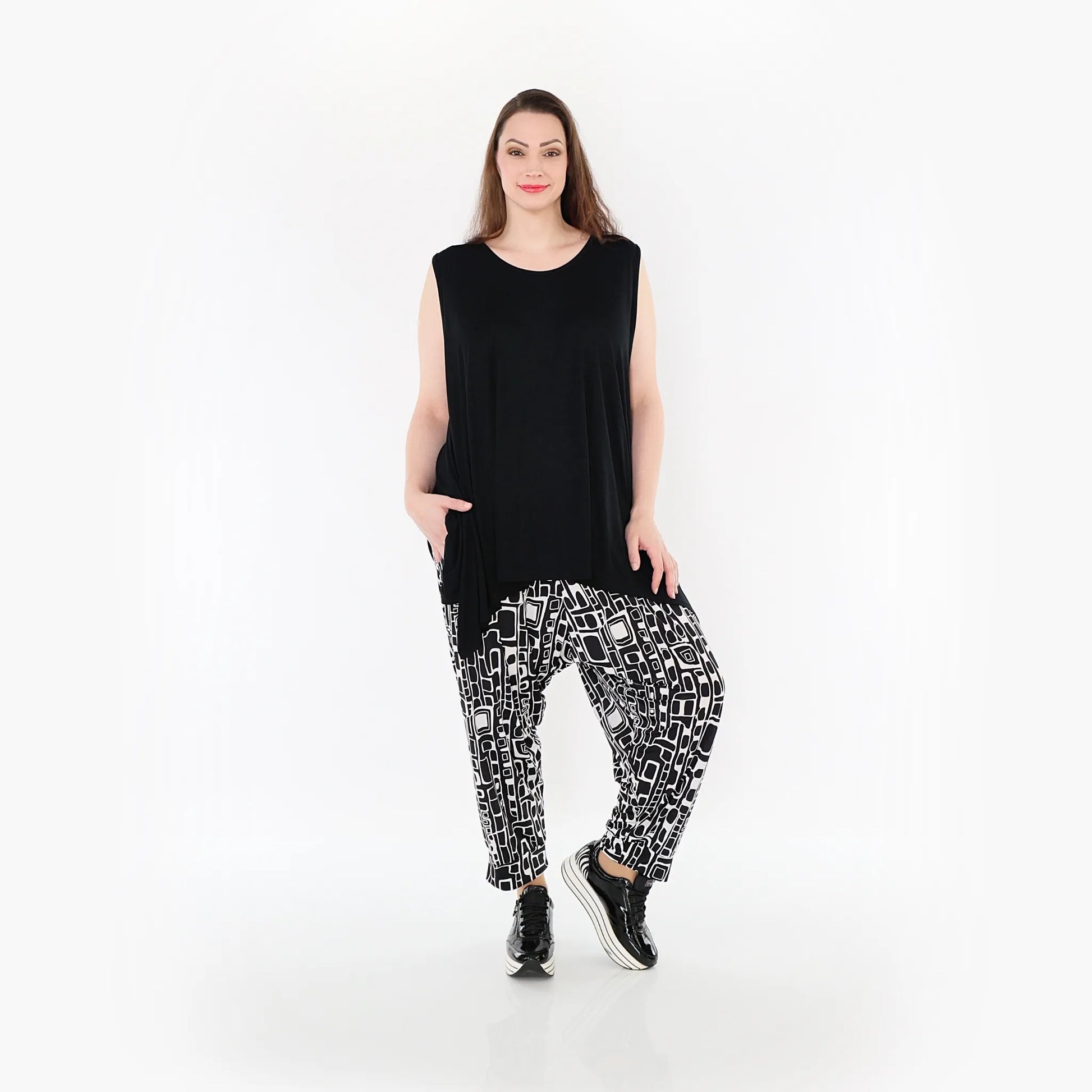  Haremshose von AKH Fashion aus Materialmix, 1452.06813, Schwarz/Weiß, Abstrakt, Schick