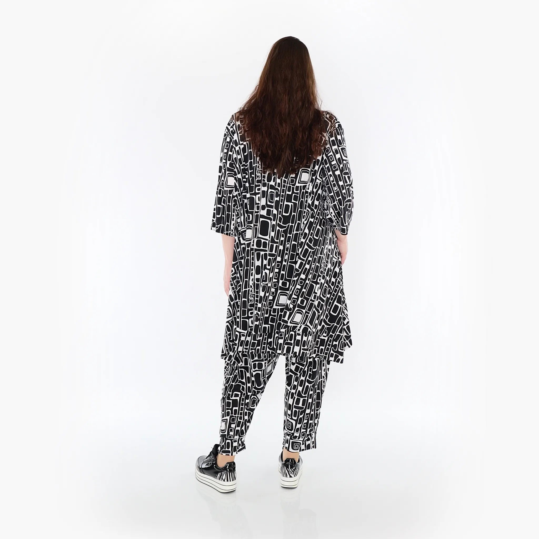  A-Form Jacke von AKH Fashion aus Materialmix, 1452.06970, Schwarz/Weiß, Abstrakt, Schick