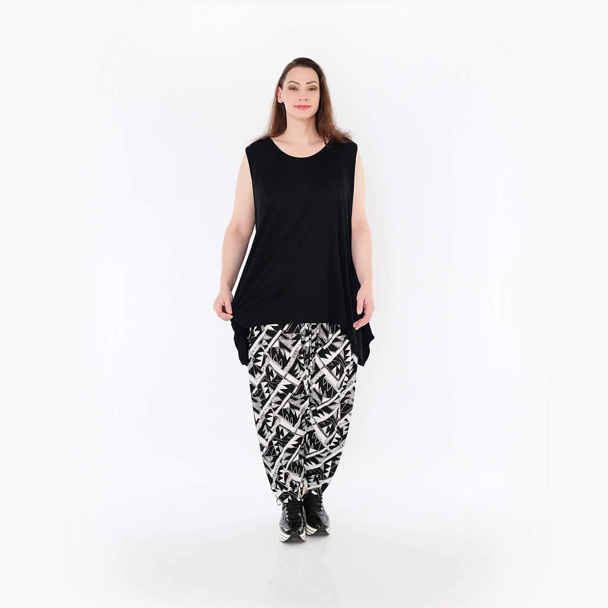  Haremshose von AKH Fashion aus Materialmix, 1453.06813, Schwarz/Weiß, Abstrakt, Schick