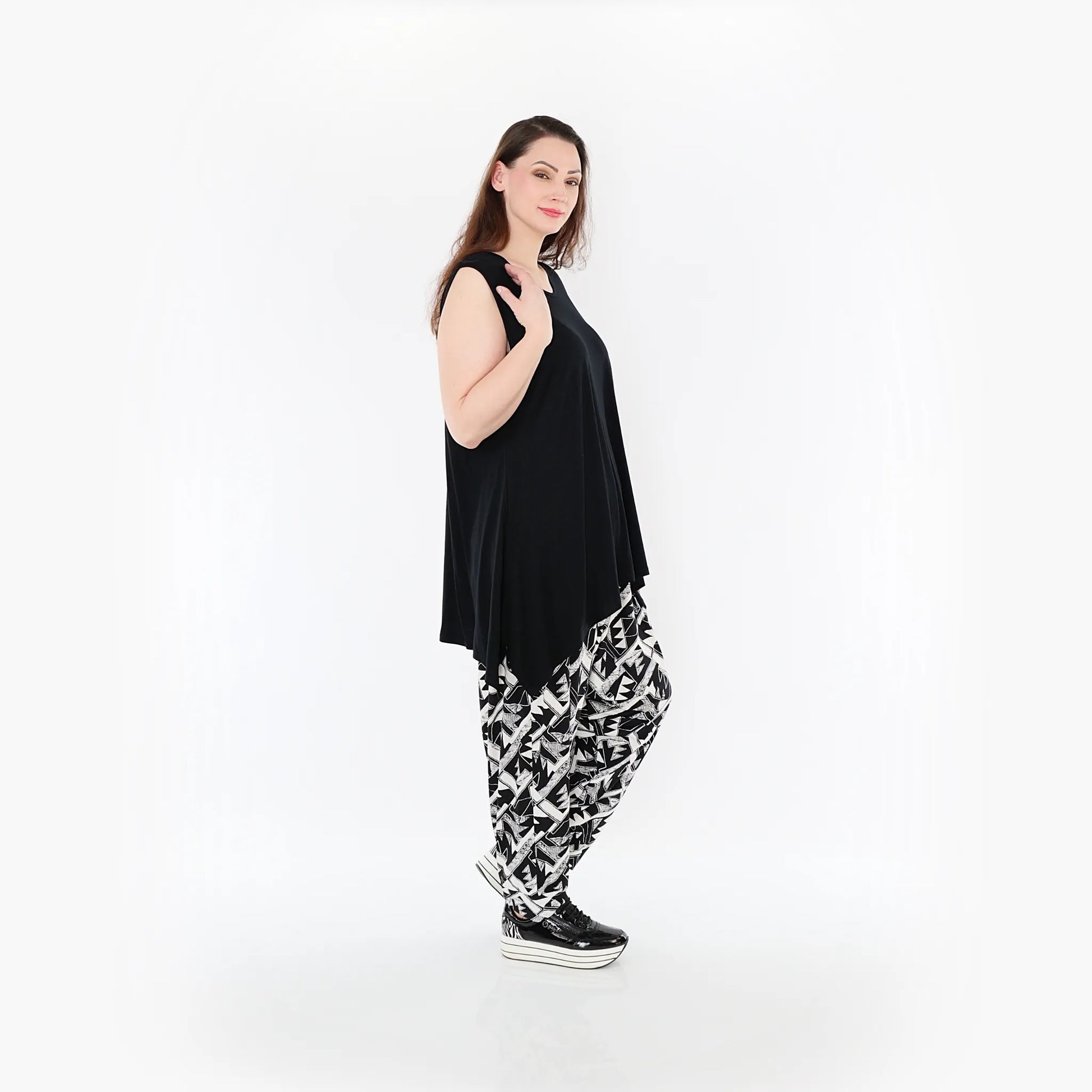 Haremshose von AKH Fashion aus Materialmix, 1453.06813, Schwarz/Weiß, Abstrakt, Schick