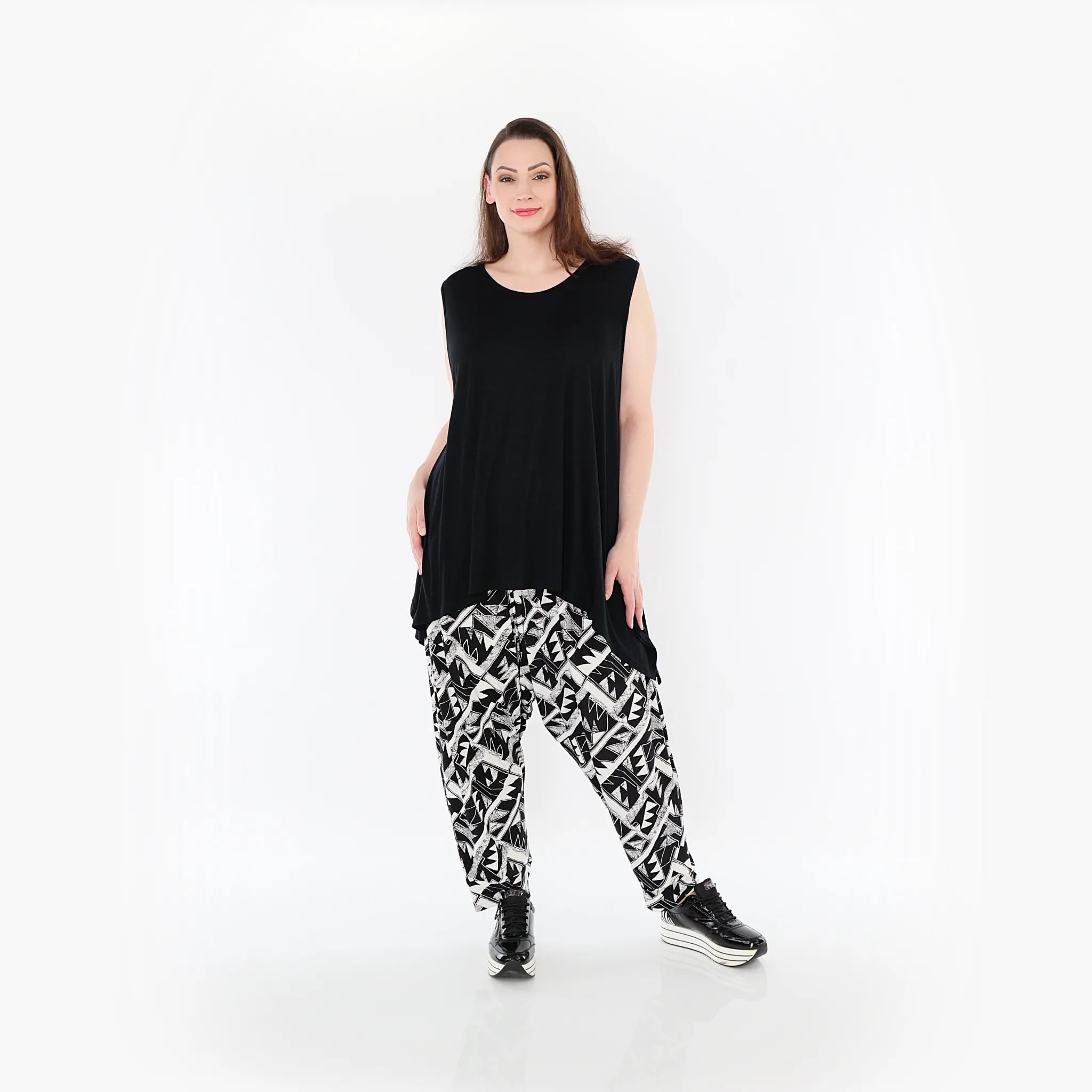  Haremshose von AKH Fashion aus Materialmix, 1453.06813, Schwarz/Weiß, Abstrakt, Schick
