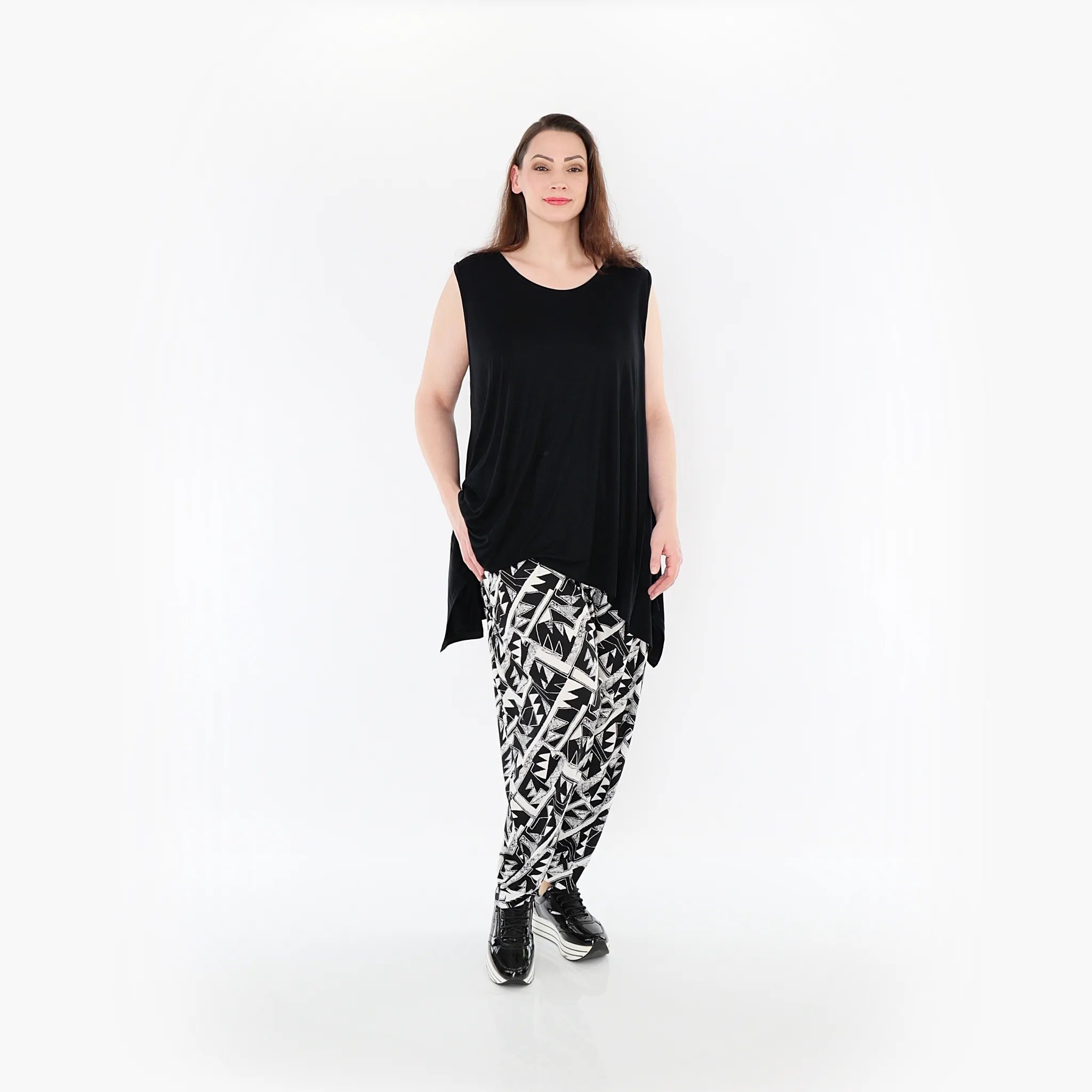  Haremshose von AKH Fashion aus Materialmix, 1453.06813, Schwarz/Weiß, Abstrakt, Schick