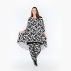  AKH Fashion Bigshirt in Vokuhila-Form, aus Materialmix, 1453.06837, Schwarz/Weiß, Abstrakt