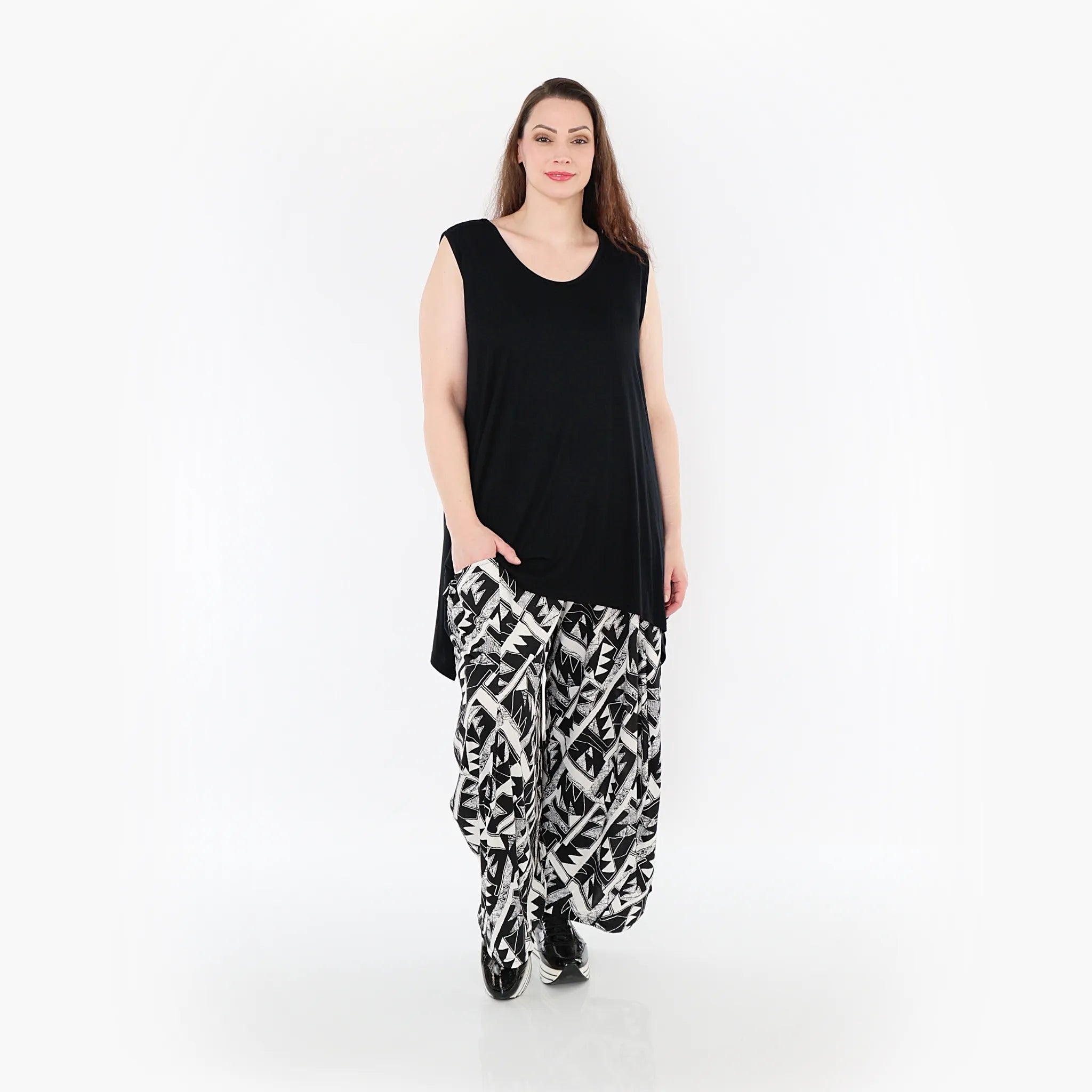  Ballonhose von AKH Fashion aus Materialmix, 1453.08069, Schwarz/Weiß, Abstrakt, Schick