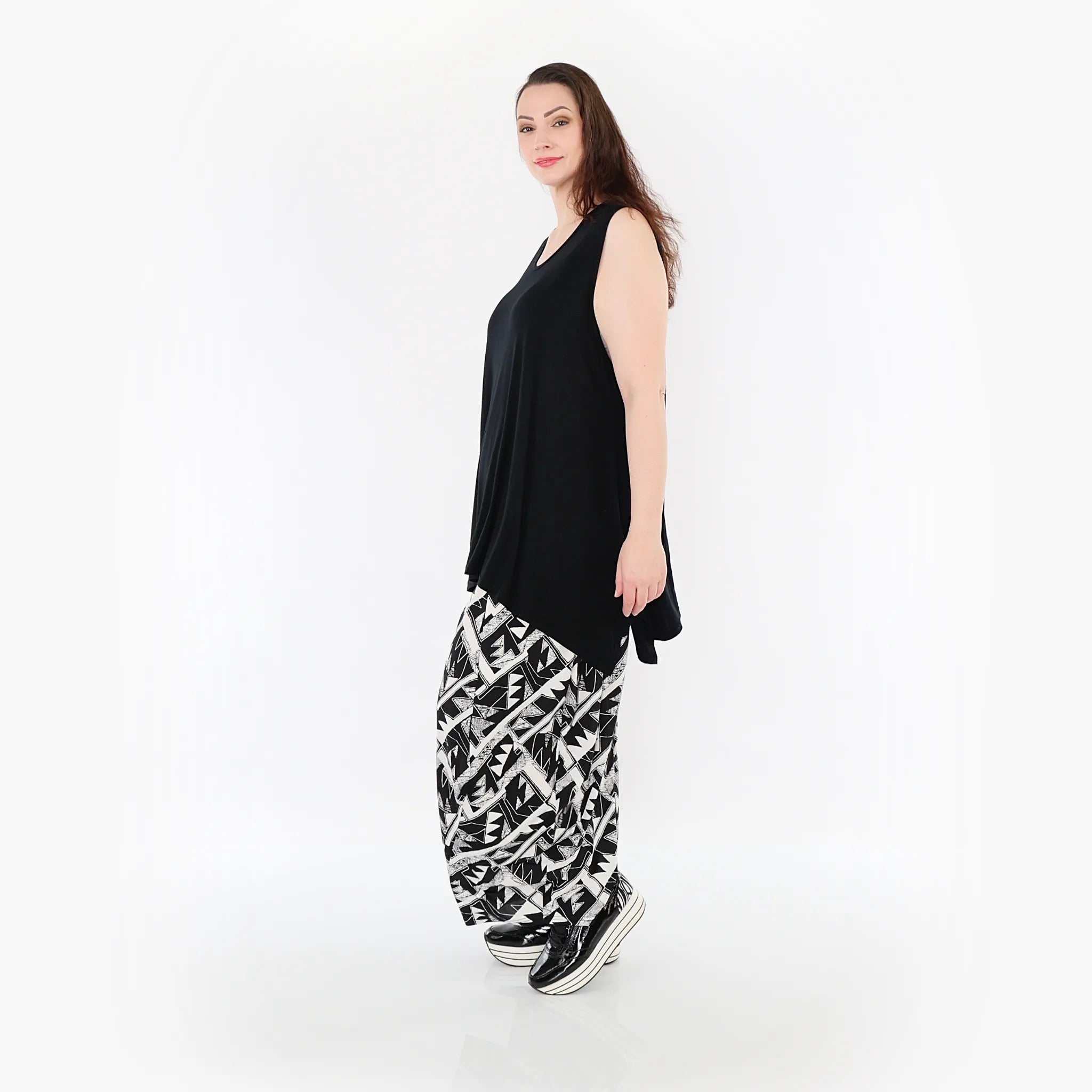  Ballonhose von AKH Fashion aus Materialmix, 1453.08069, Schwarz/Weiß, Abstrakt, Schick