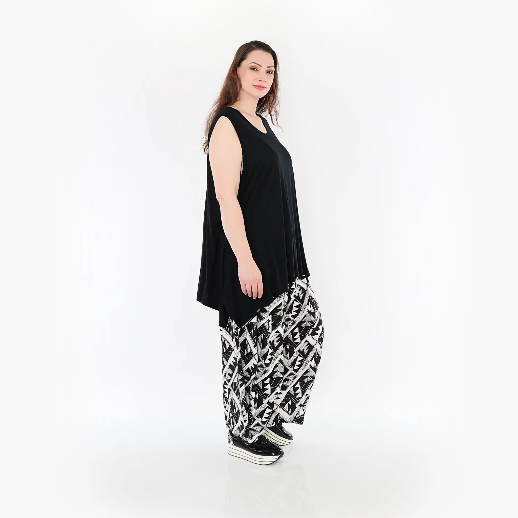  Ballonhose von AKH Fashion aus Materialmix, 1453.08069, Schwarz/Weiß, Abstrakt, Schick