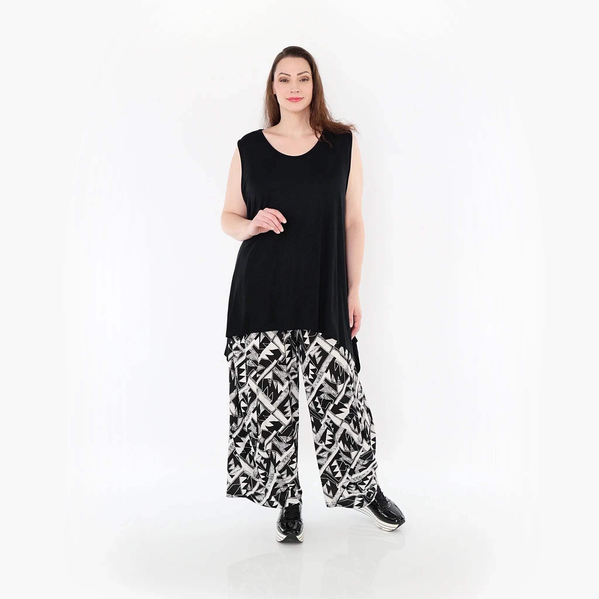  Ballonhose von AKH Fashion aus Materialmix, 1453.08069, Schwarz/Weiß, Abstrakt, Schick