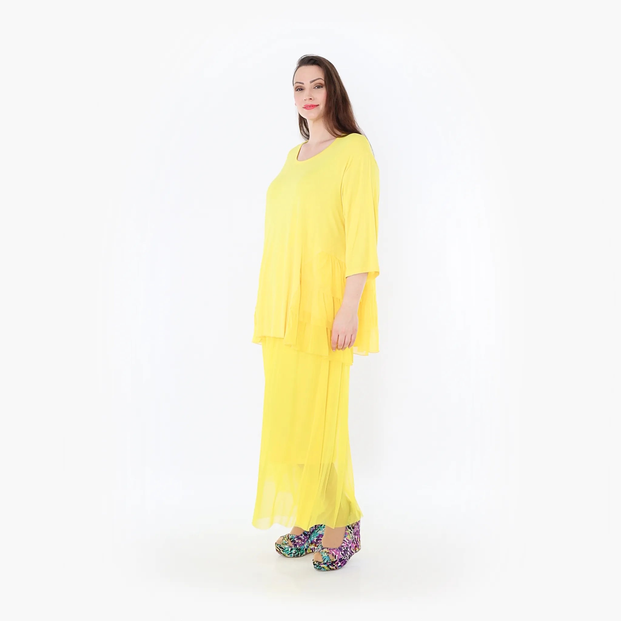  A-Form Bigshirt von AKH Fashion aus Materialmix, 1457.06862, Gelb, Ausgefallen, Zeitlos