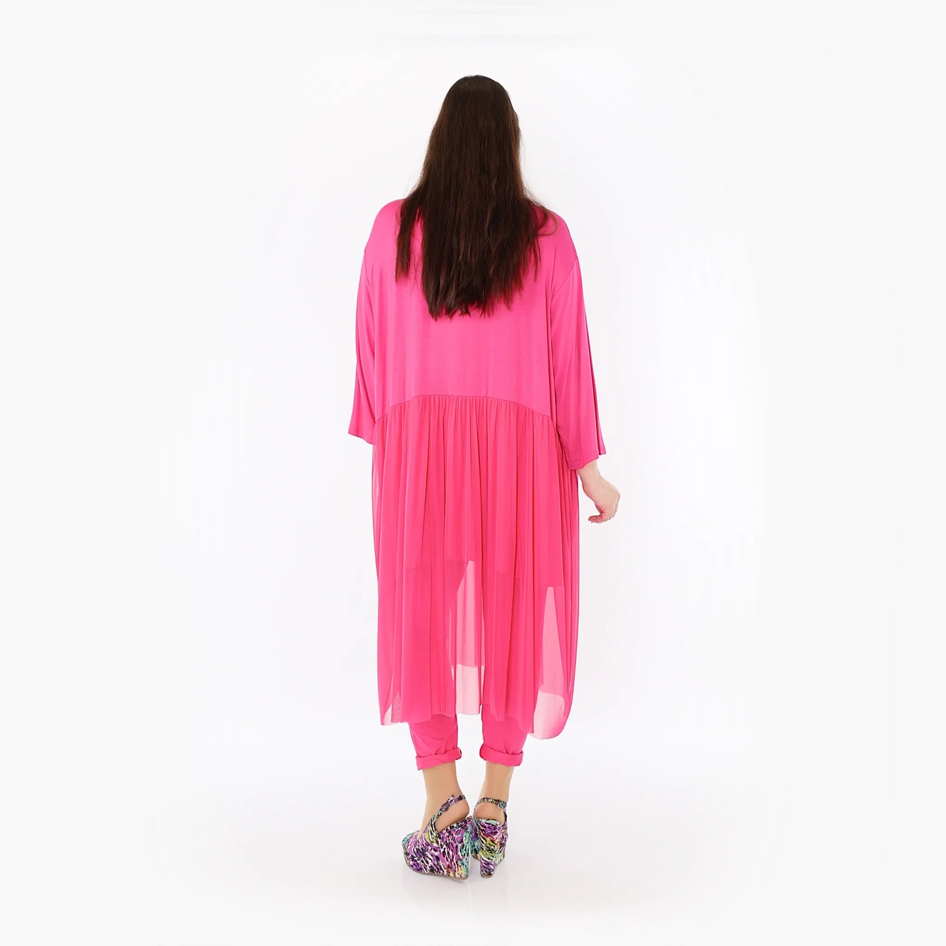  AKH Fashion Kleid in gerader Form, aus Materialmix, 1457.07046, Fuchsia, Ausgefallen