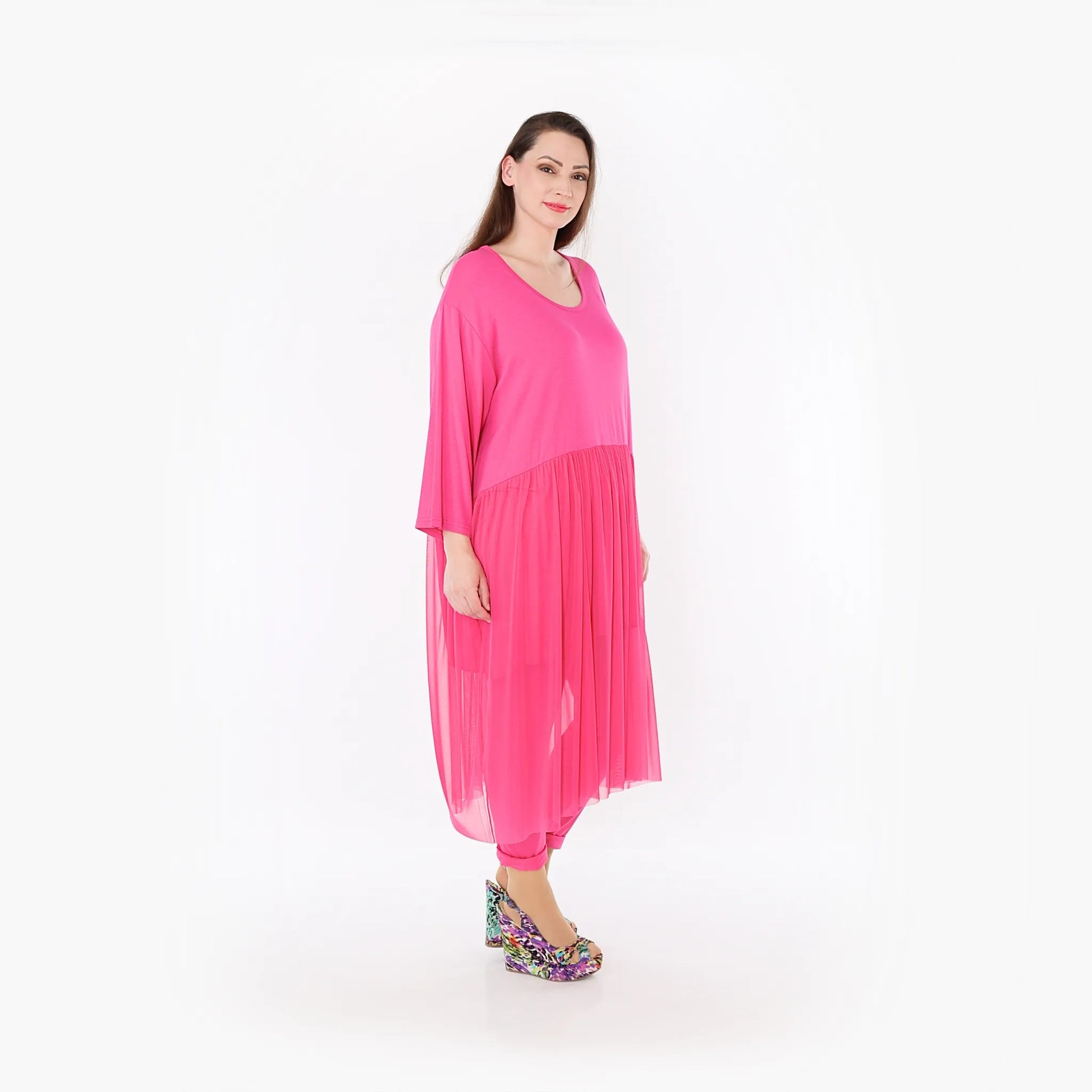  AKH Fashion Kleid in gerader Form, aus Materialmix, 1457.07046, Fuchsia, Ausgefallen