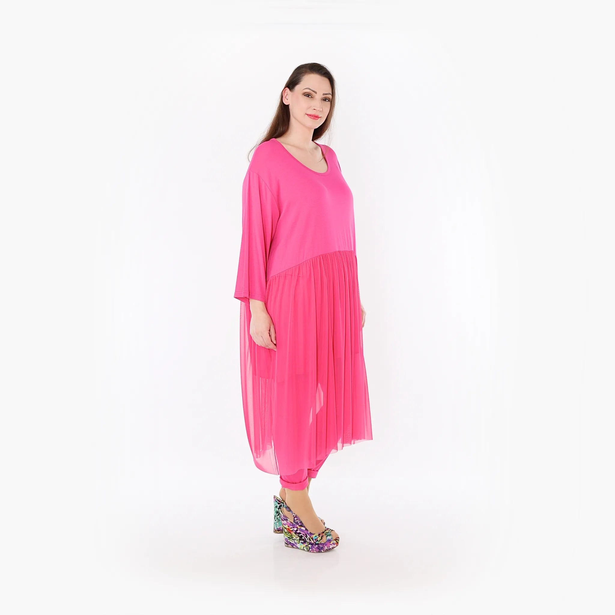  AKH Fashion Kleid in gerader Form, aus Materialmix, 1457.07046, Fuchsia, Ausgefallen