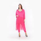  AKH Fashion Kleid in gerader Form, aus Materialmix, 1457.07046, Fuchsia, Ausgefallen