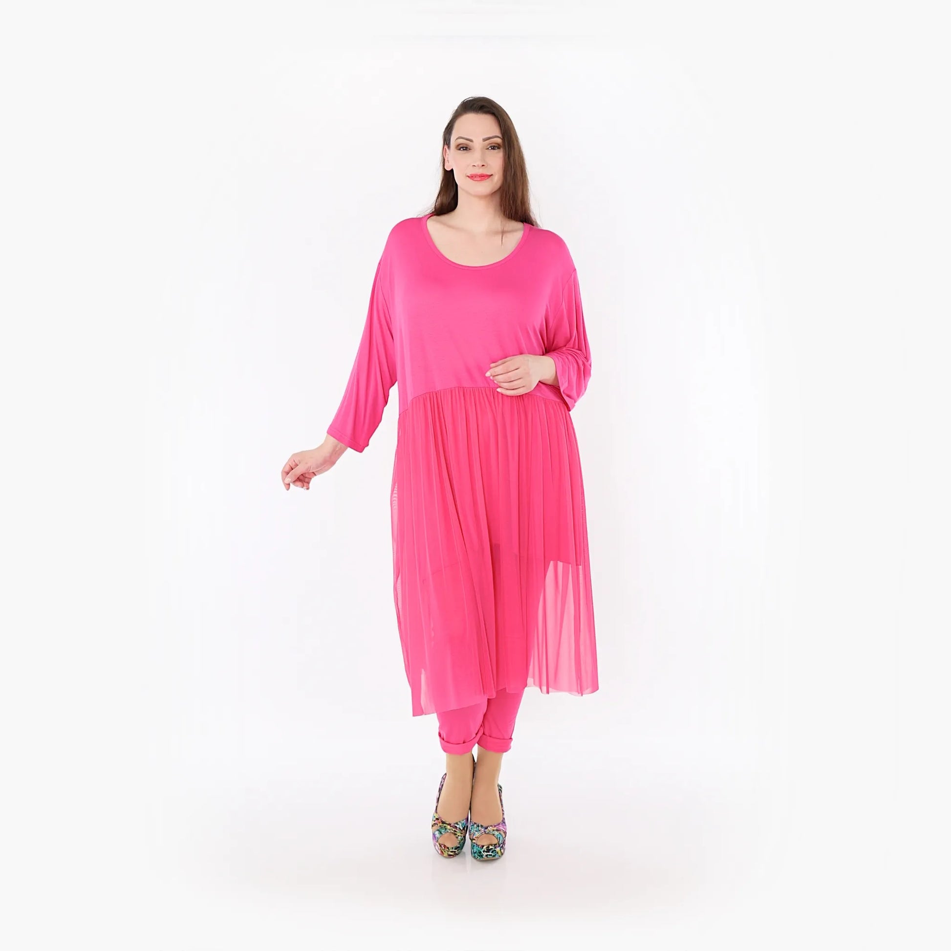 AKH Fashion Kleid in gerader Form, aus Materialmix, 1457.07046, Fuchsia, Ausgefallen